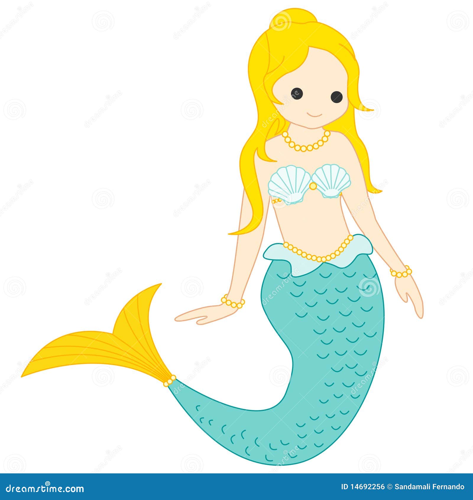 Vector l'illustrazione/clipart di piccola sirena sveglia isolata su priorità bassa bianca