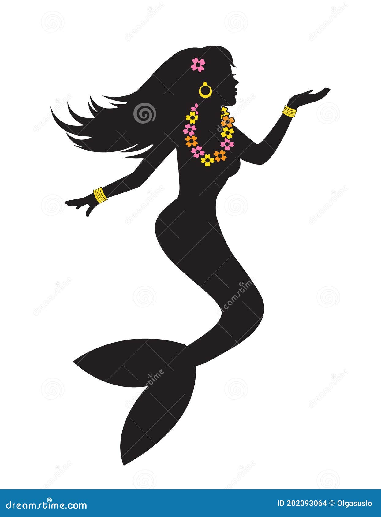Sirena Bella Donna Con Una Coda Di Pesce Illustrazione Vettoriale