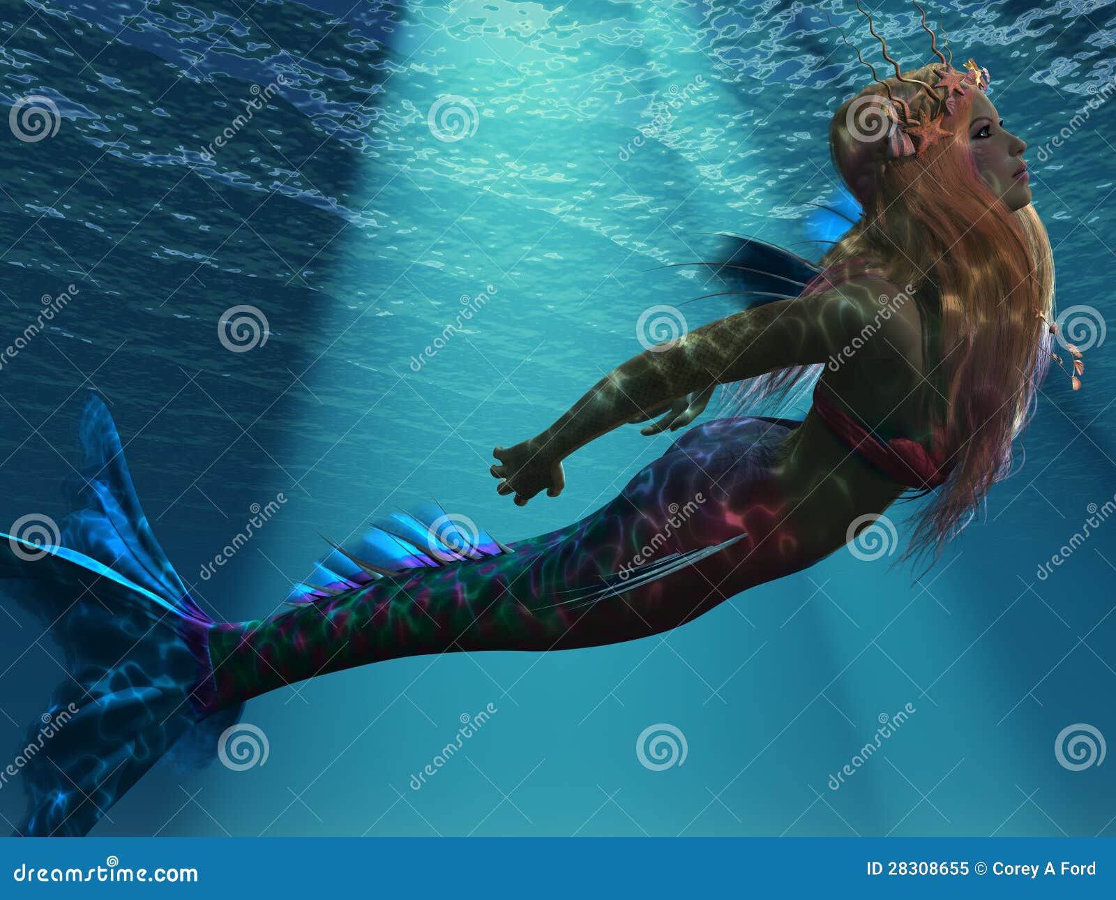 Sirena mar stock de Ilustración raza - 28308655
