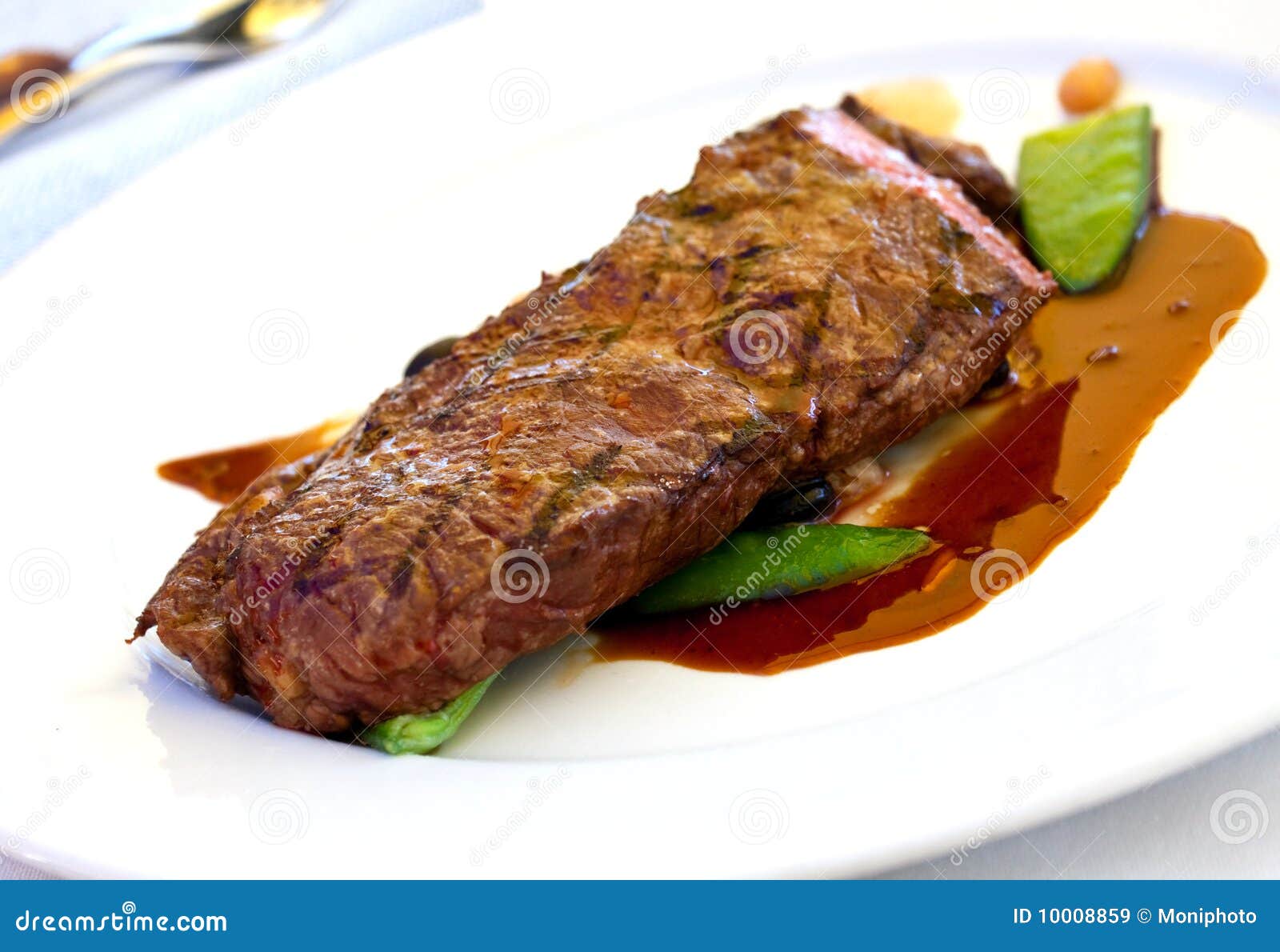 Sirloin Strip Steak with Green Beans ,vegetables a Stock Image Image