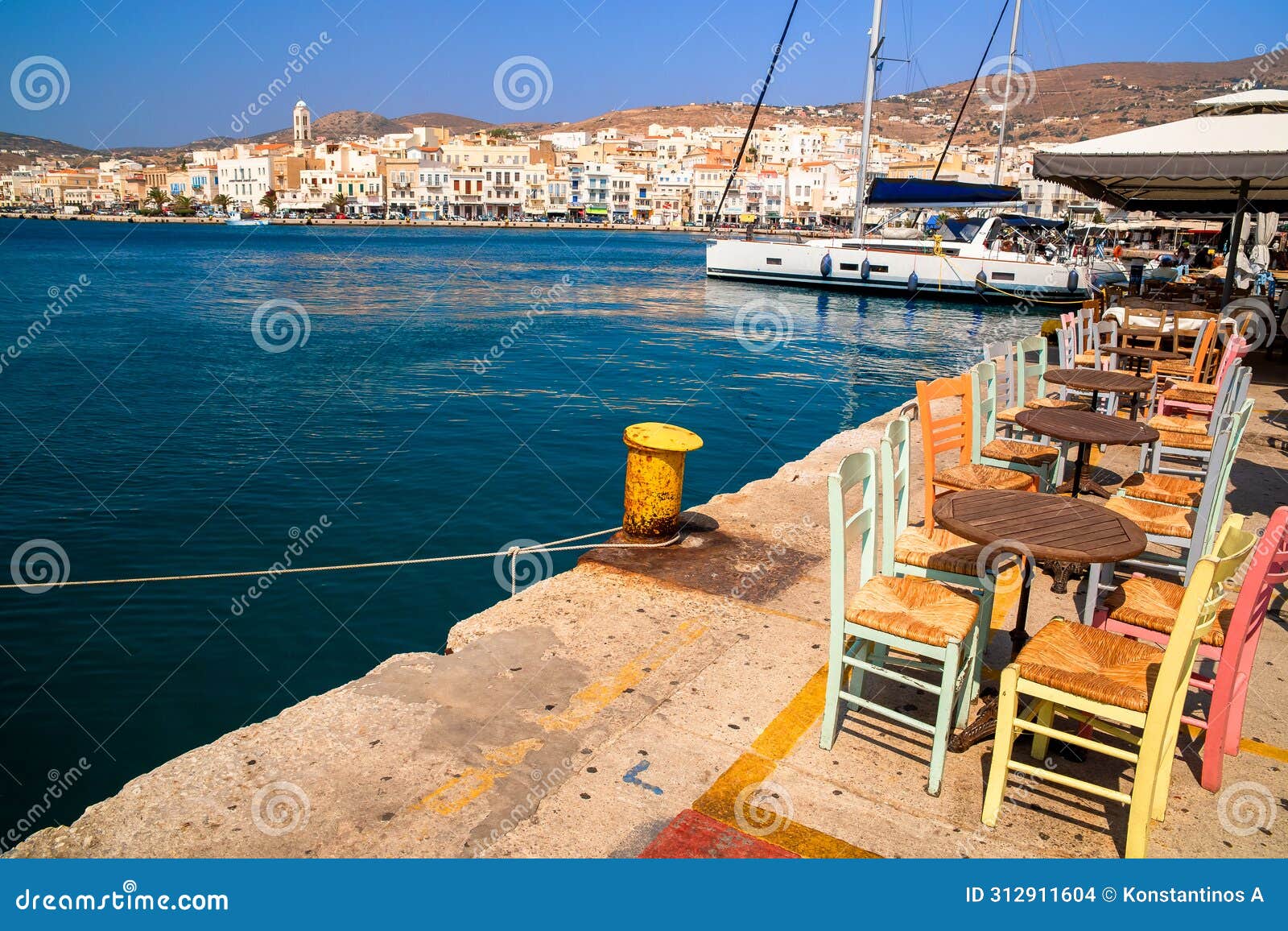 siros or syros island greece hermoupoli city in summer season