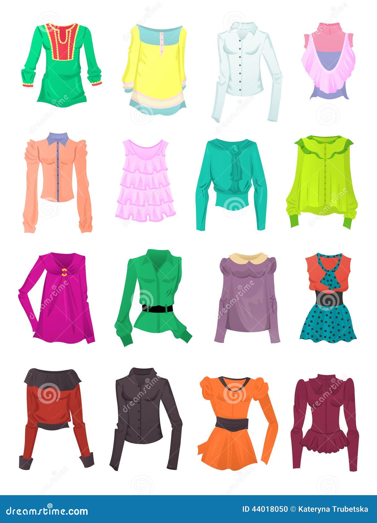 Sistema De Blusas Y De Tops del Vector - Ilustración de blusas, compra: