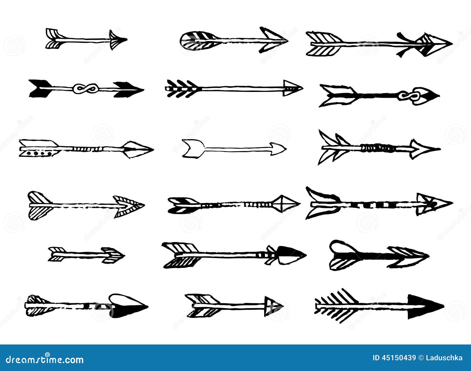 Sistema De Flechas Del Dibujo De La Mano Ilustración del Vector -  Ilustración de vector, fondo: 45150439