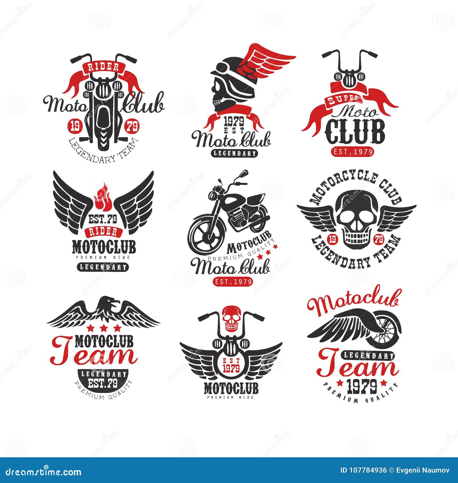 Sistema De Los Logotipos Del Club De La Motocicleta Del Vintage