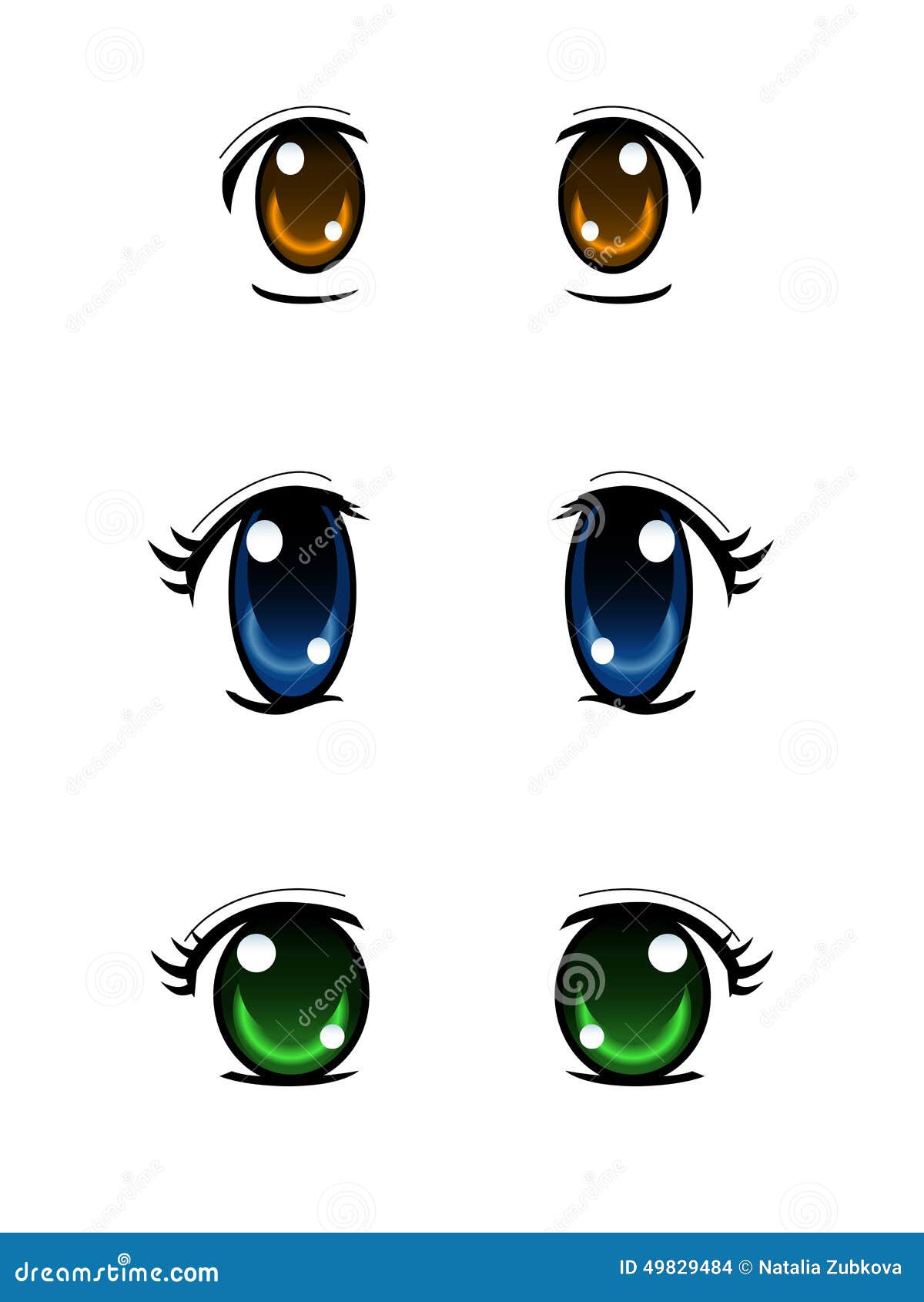 Sistema De Ojos Del Estilo Del Animado Aislados En El Fondo Blanco  Ilustración del Vector - Ilustración de estilo, lindo: 49829484