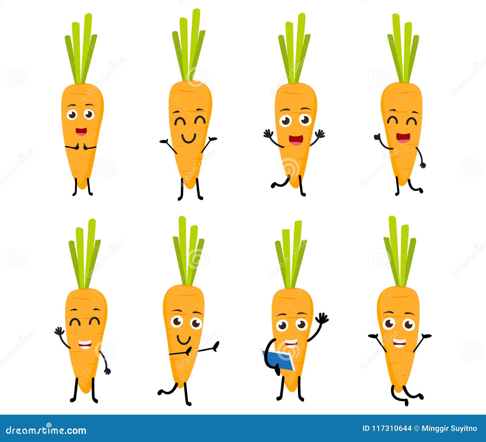 Sistema De Personaje De Dibujos Animados Divertido De La Verdura De La  Zanahoria Ilustración del Vector - Ilustración de brillante, sonrisa:  117310644