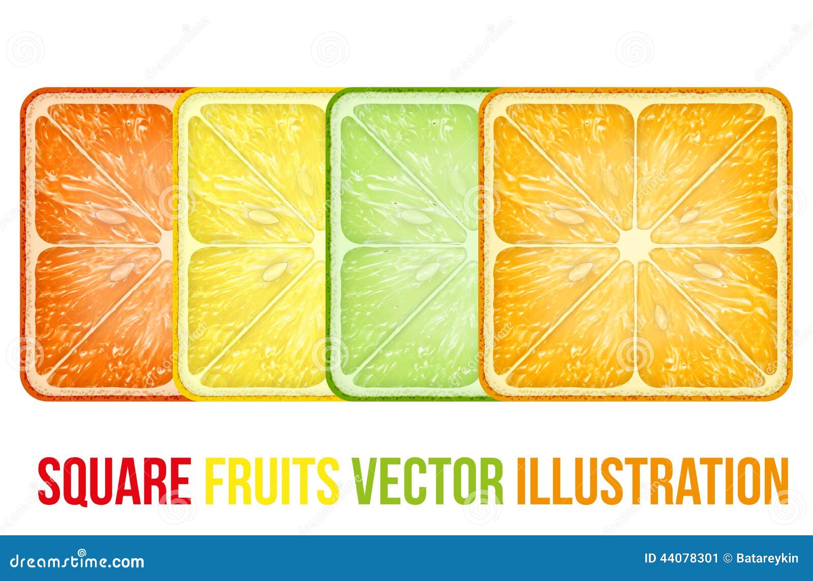 Sistema de rebanadas cuadradas de las frutas de los iconos Vector. Sistema de rebanadas cuadradas de las frutas de los iconos Ilustración del vector Aislado en el fondo blanco