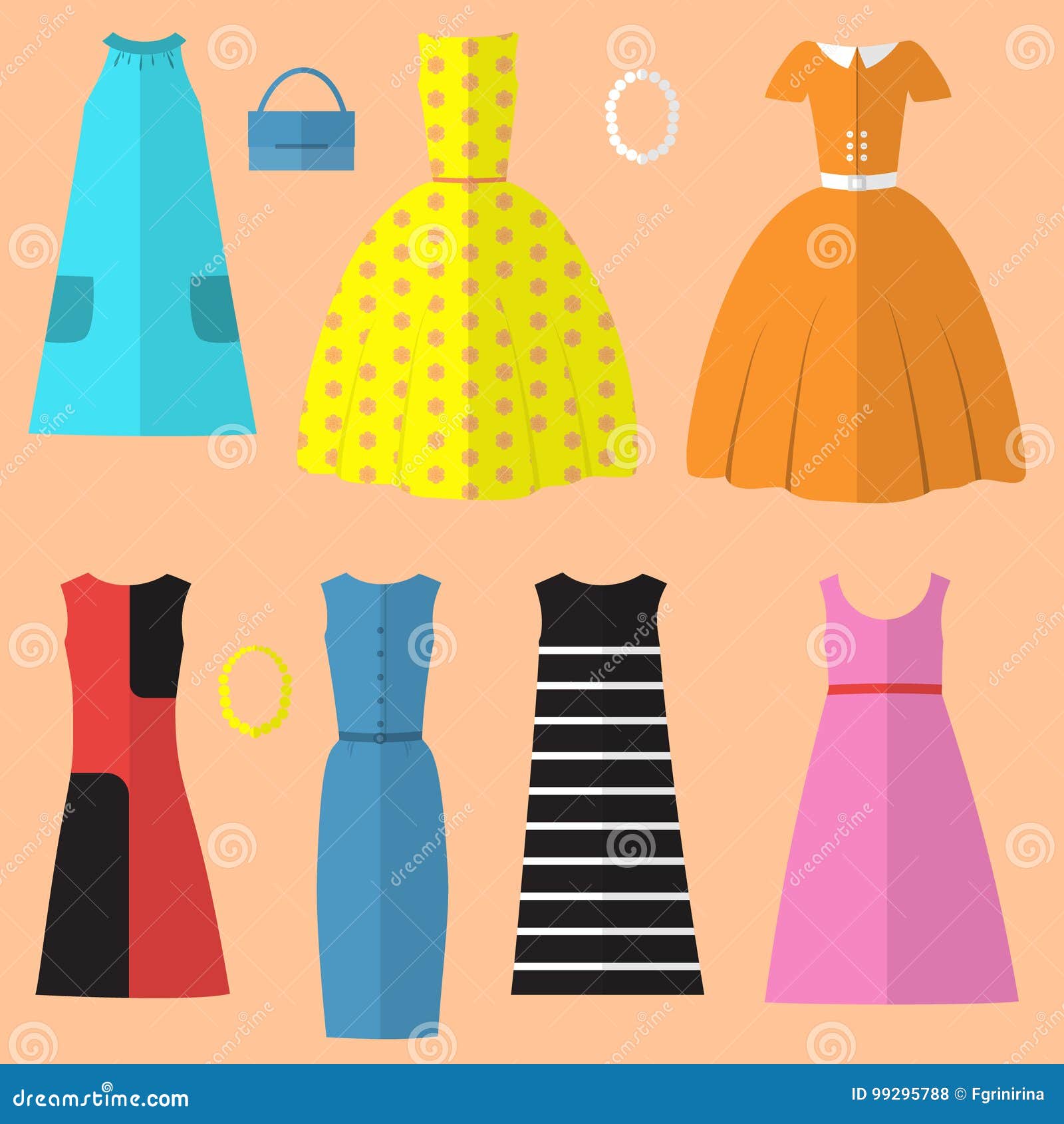 Filosófico estación de televisión Maldición Sistema De Ropa Para Mujer Y De Accesorios En El Estilo De Los Años 60  Ilustración del Vector - Ilustración de conjunto, mujeres: 99295788