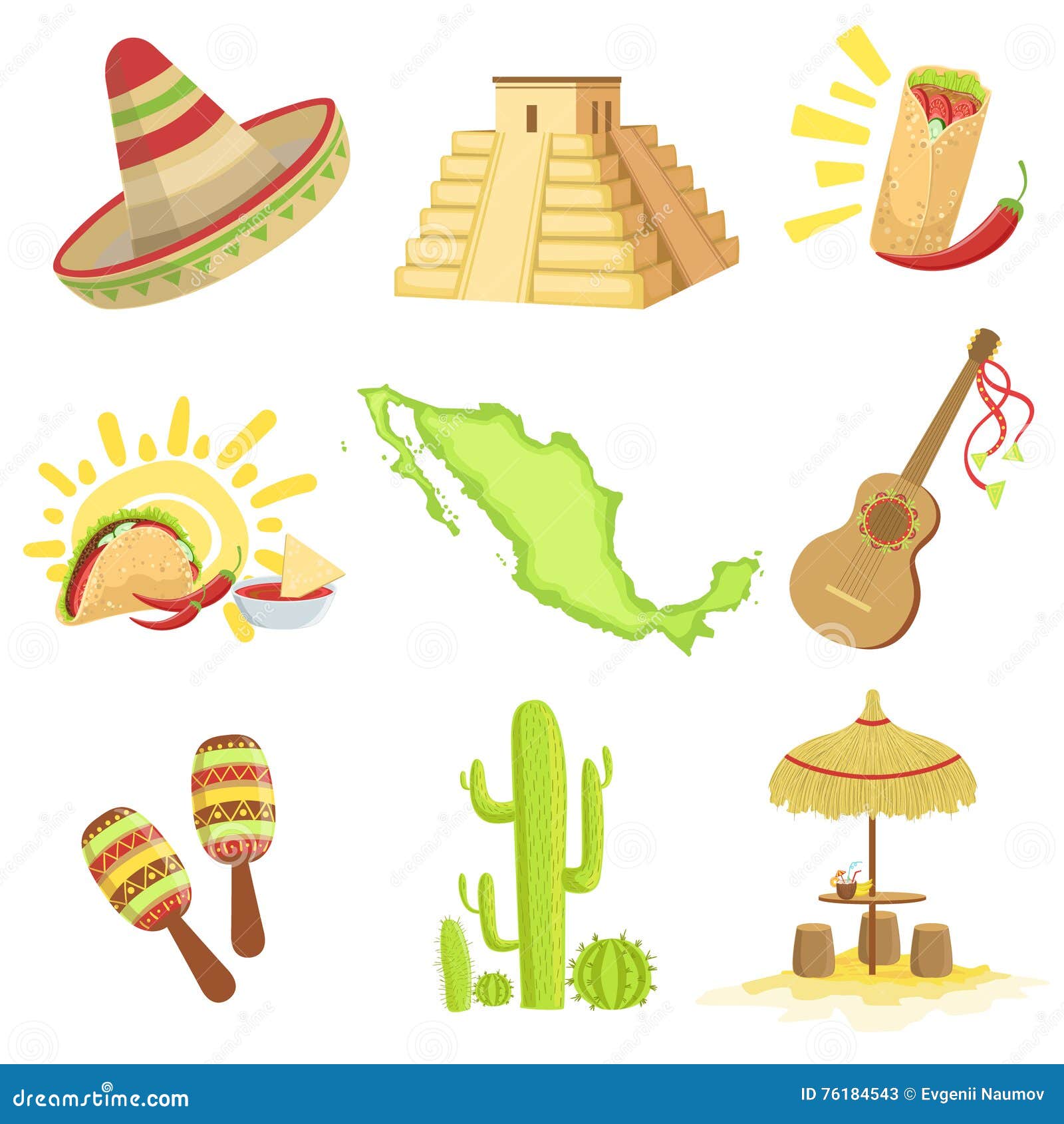 Sistema De Símbolos Mexicano De La Cultura Ilustración del Vector -  Ilustración de cocina, desierto: 76184543