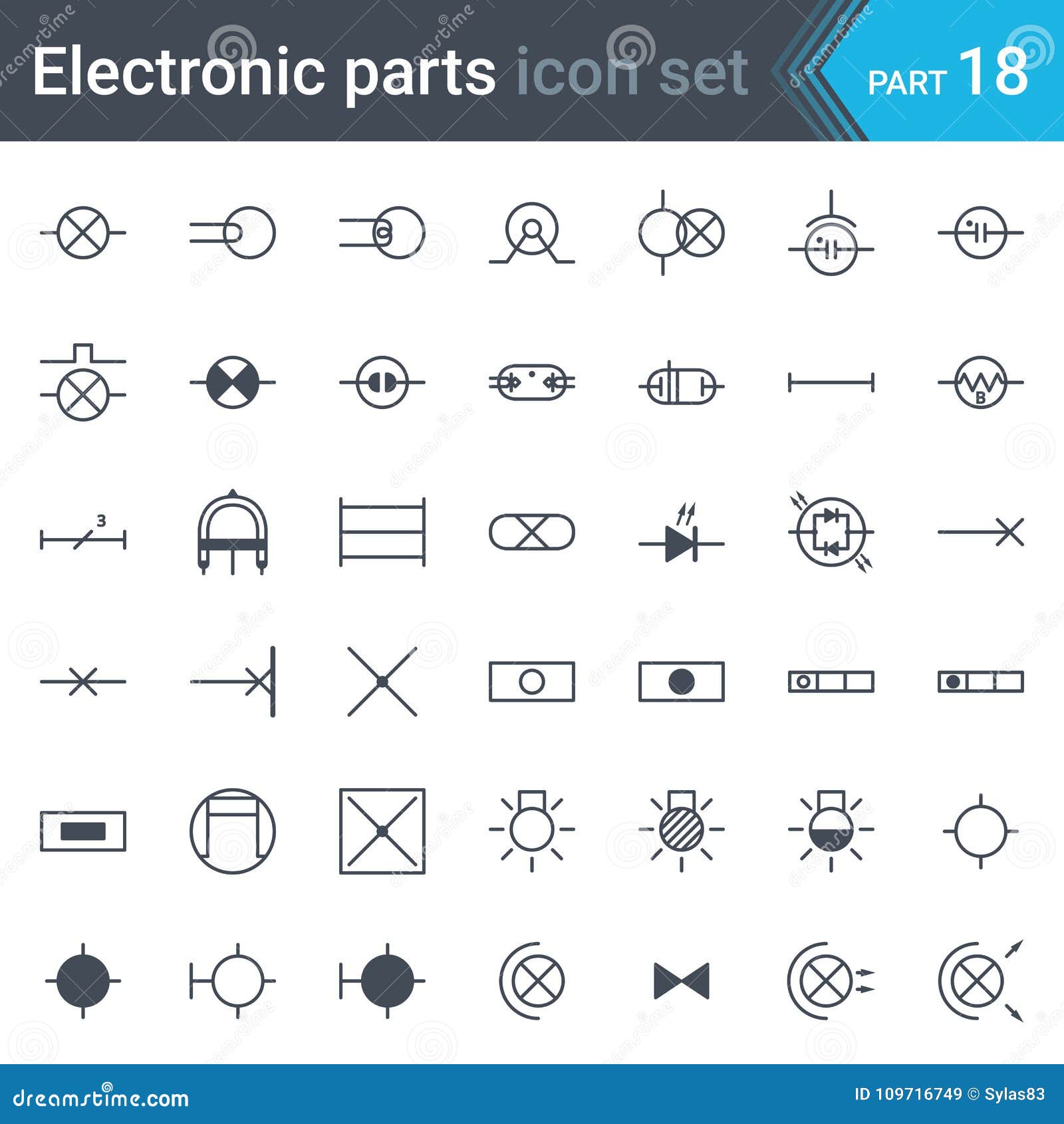 Sistema De Símbolos Eléctrico De Iluminación Ilustración del Vector
