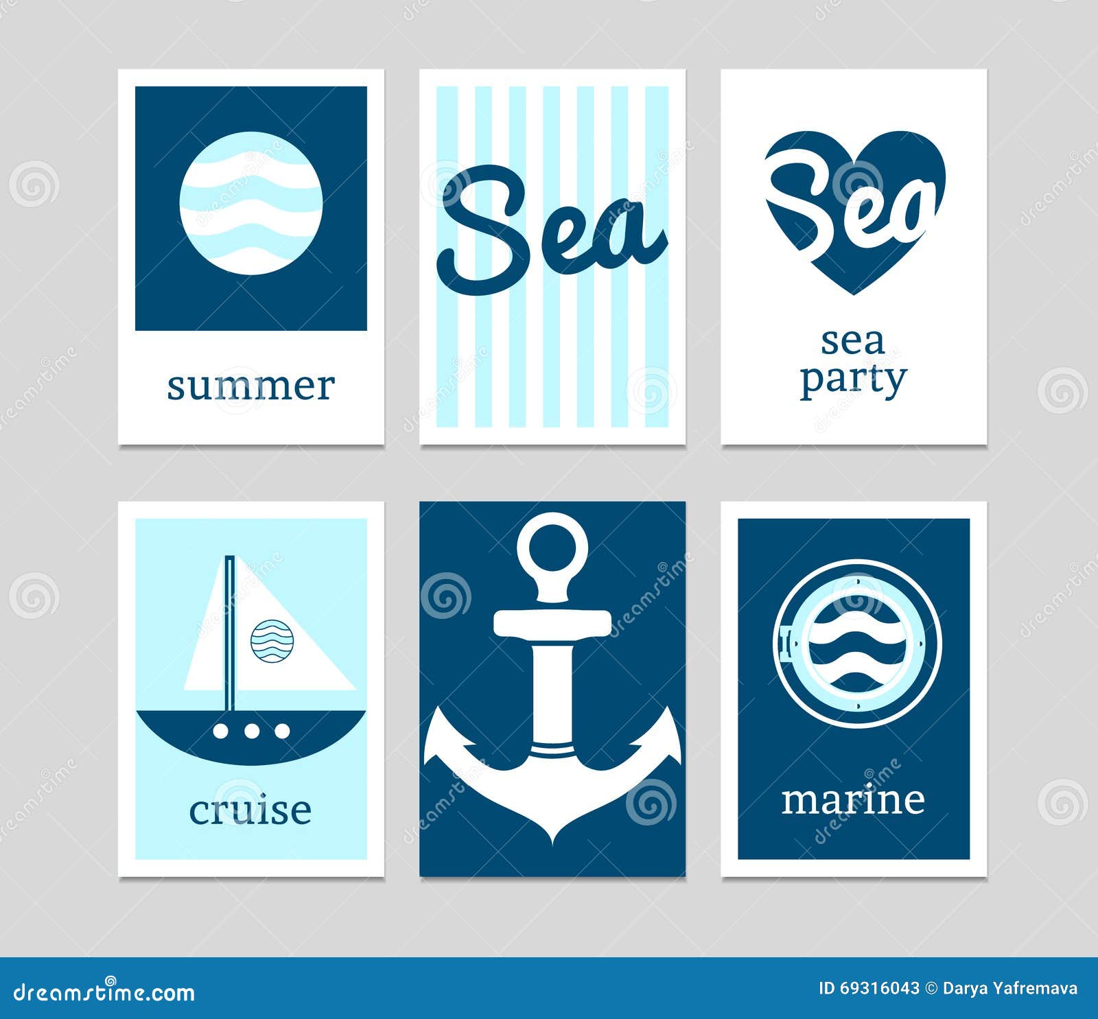Juego de tarjetas marinas ilustración del vector. Ilustración de bandera -  69316043, image size:1600x1485
