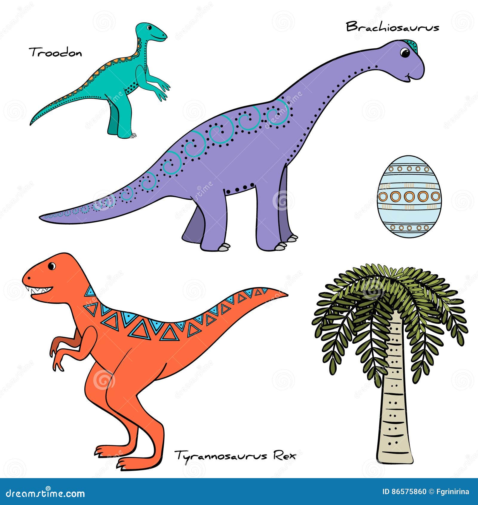 Sistema Del Dinosaurio Estilizado Con Nombres Ilustración del Vector -  Ilustración de estilizado, naphtali: 86575860