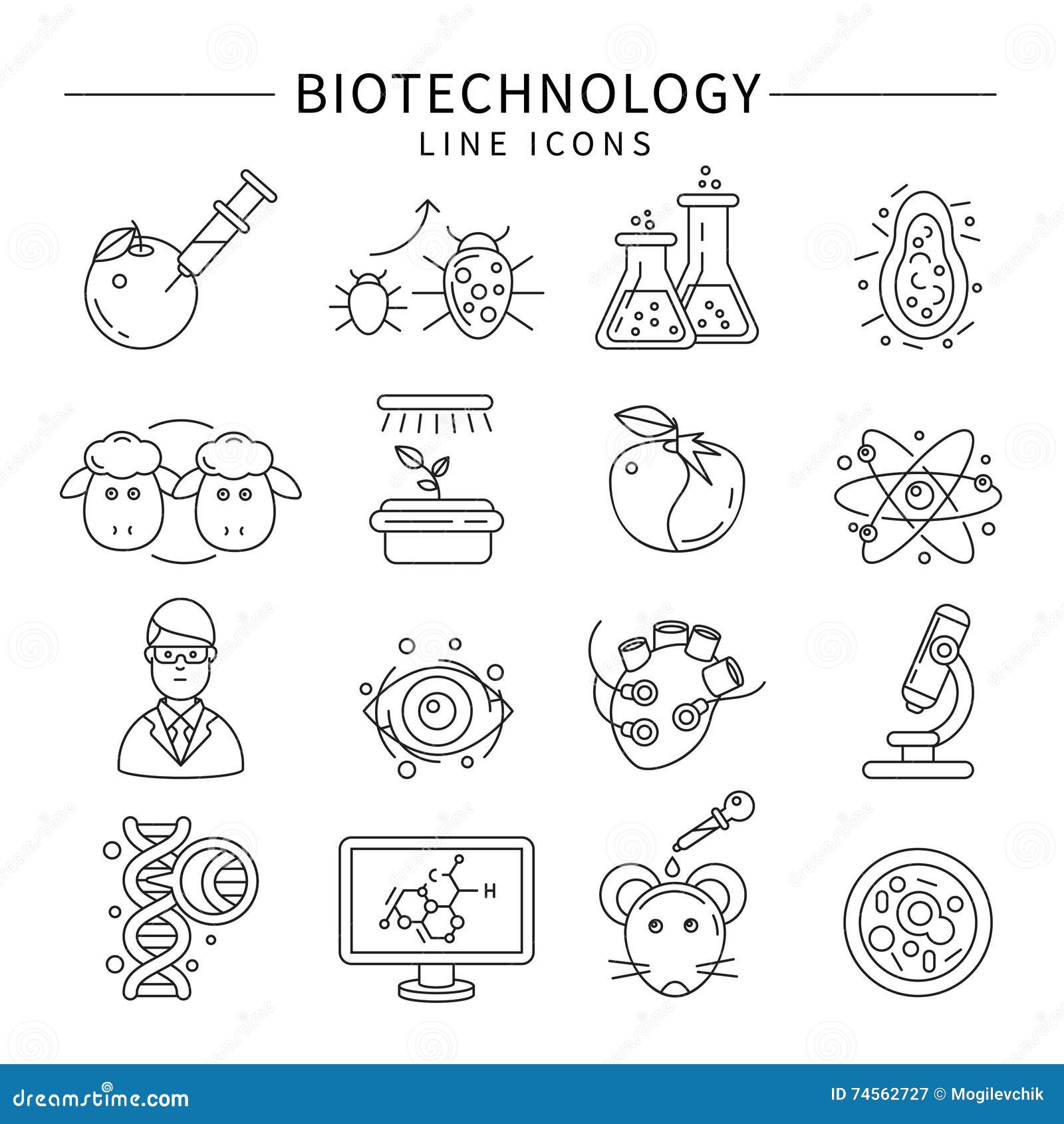 Sistema Del Icono De La Biotecnología Ilustración del Vector - Ilustración  de farmacia, ciencia: 74562727