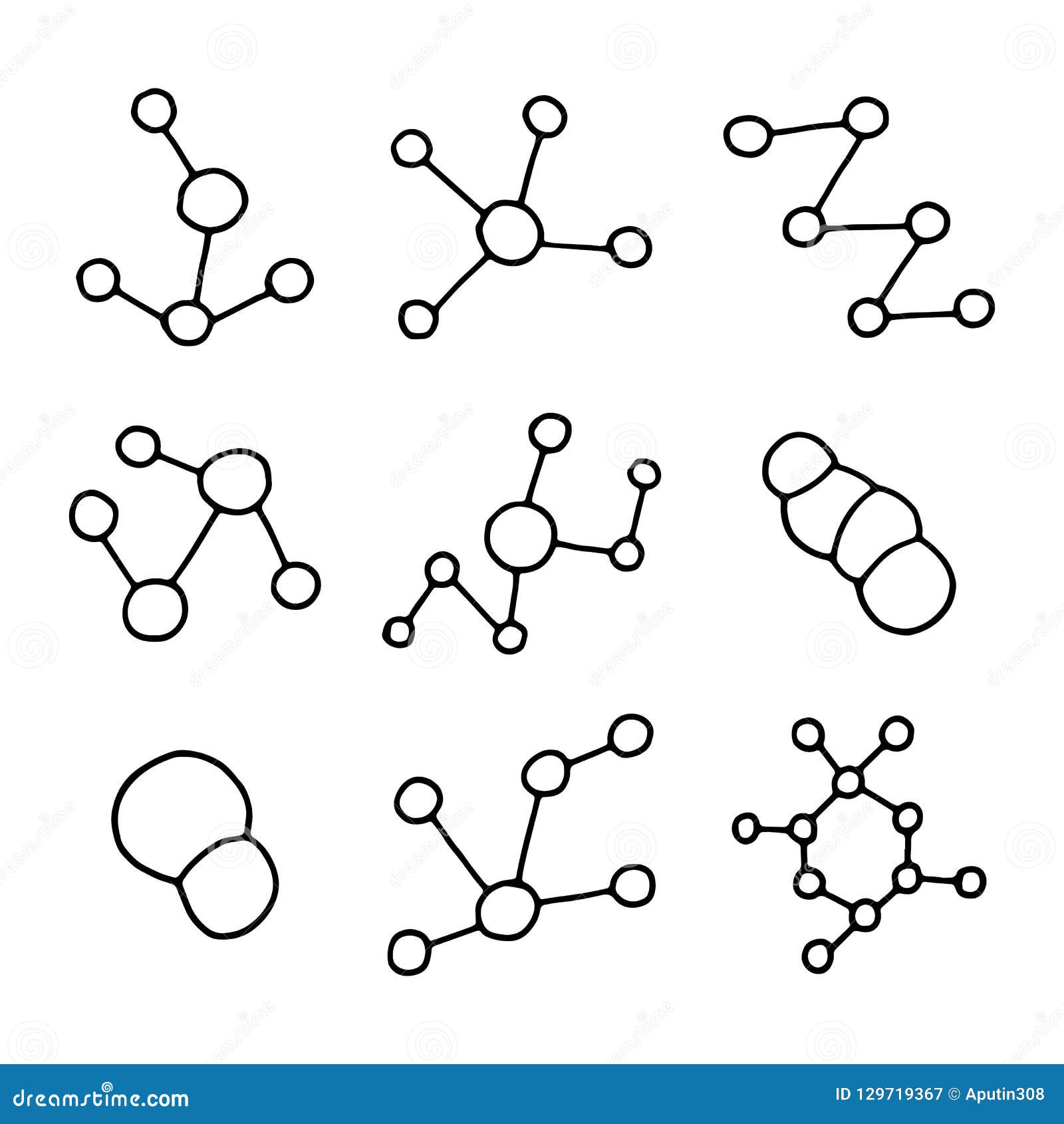 Sistema Del Icono De Las Fórmulas Químicas De Las Moléculas Objec De Dibujo  De La Mano De La Biología Ilustración del Vector - Ilustración de  estructura, insignia: 129719367