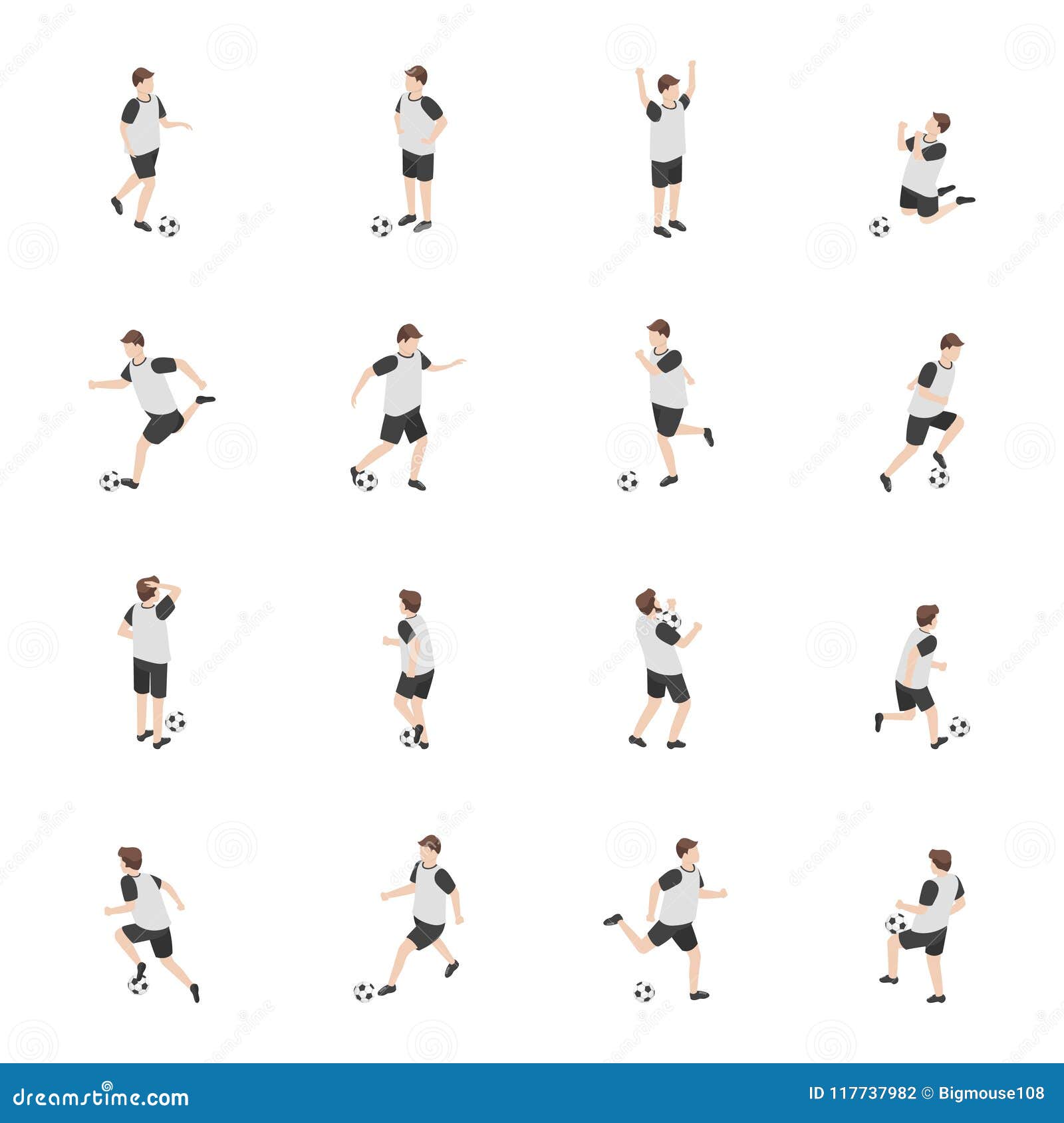 Sistema Del Jugador De Fútbol De Los Personajes De Dibujos Animados Vector  Ilustración del Vector - Ilustración de retroceso, icono: 117737982