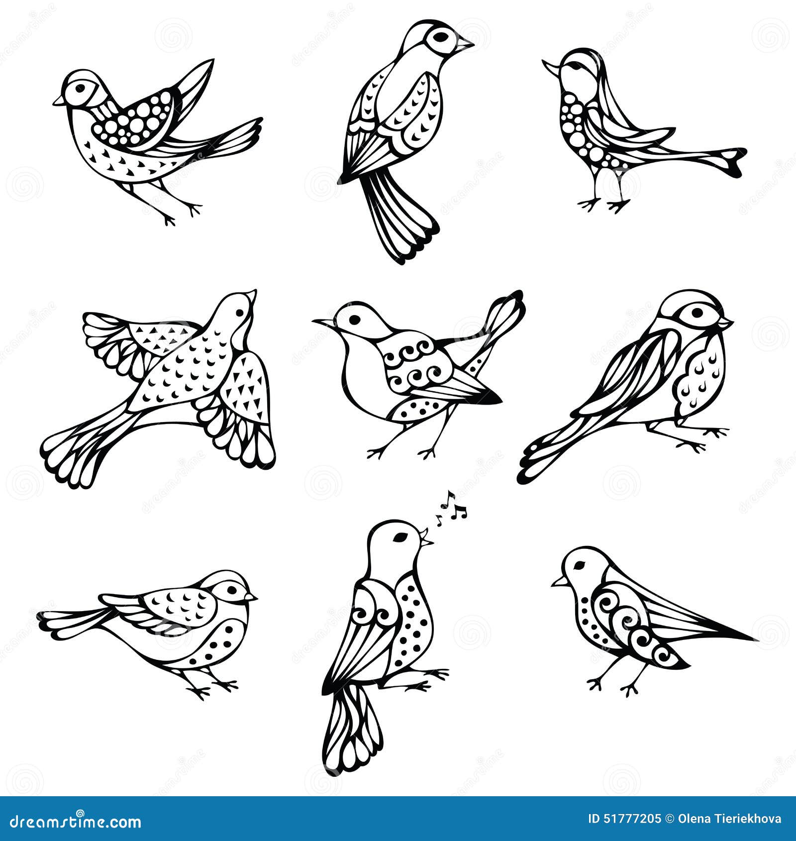 Sistema De Pájaros Decorativos Ilustración del Vector - Ilustración de  elemento, colorido: 46339550