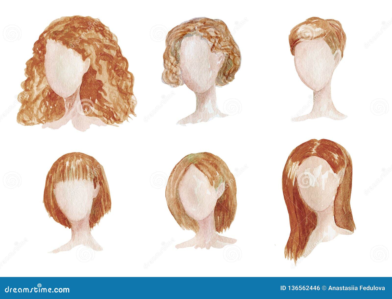 Sistema Exhausto Con Diversos Tipos De Peinados Femeninos Para Largo  Rizados Pelo De La Mano De La Acuarela Del Chort Las Mujer Stock de  ilustración  Ilustración de peinado mano 136562446