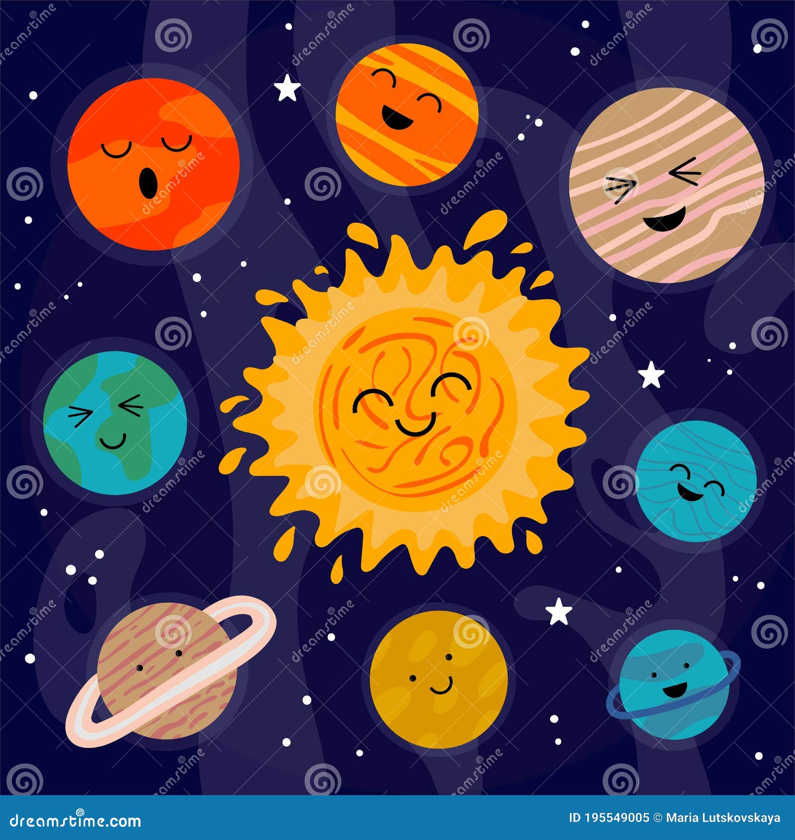 Sistema Solar De Dibujos Animados. Afiche Científico Paradisíaco Con Objetos Espaciales Con Caras Lindas. Planetas Coloridos Sobre Ilustración del Vector - Ilustración de planetario, asteroide: 195549005 Sistema Solar De Dibujos Animados. Afiche Científico Paradisíaco Con Objetos Espaciales Con Caras Lindas. Planetas Coloridos Sobre Ilustración del Vector - Ilustración de planetario, asteroide: 195549005