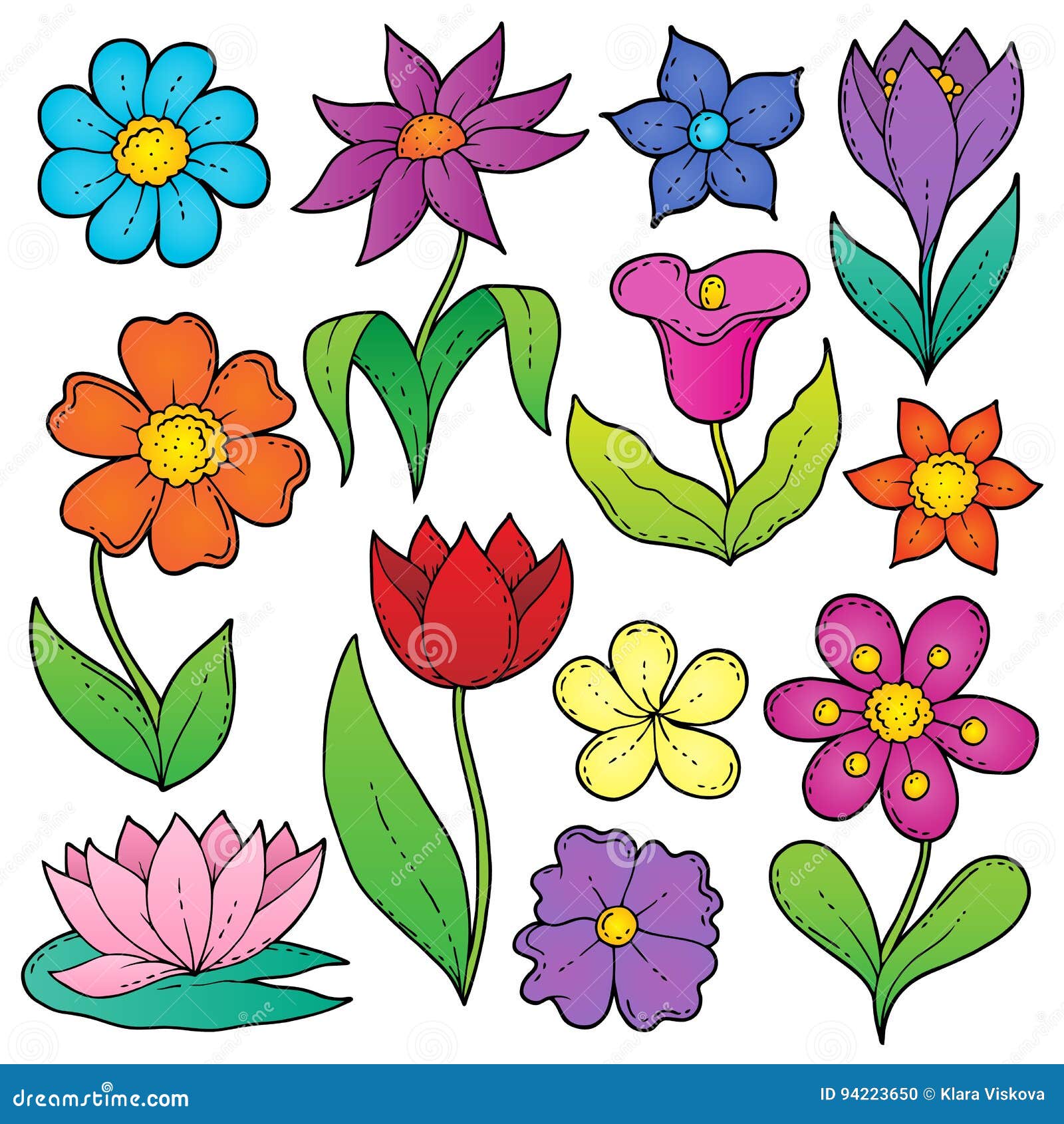 Sistema Temático 2 De Los Dibujos De La Flor Ilustración del Vector -  Ilustración de color, crecimiento: 94223650