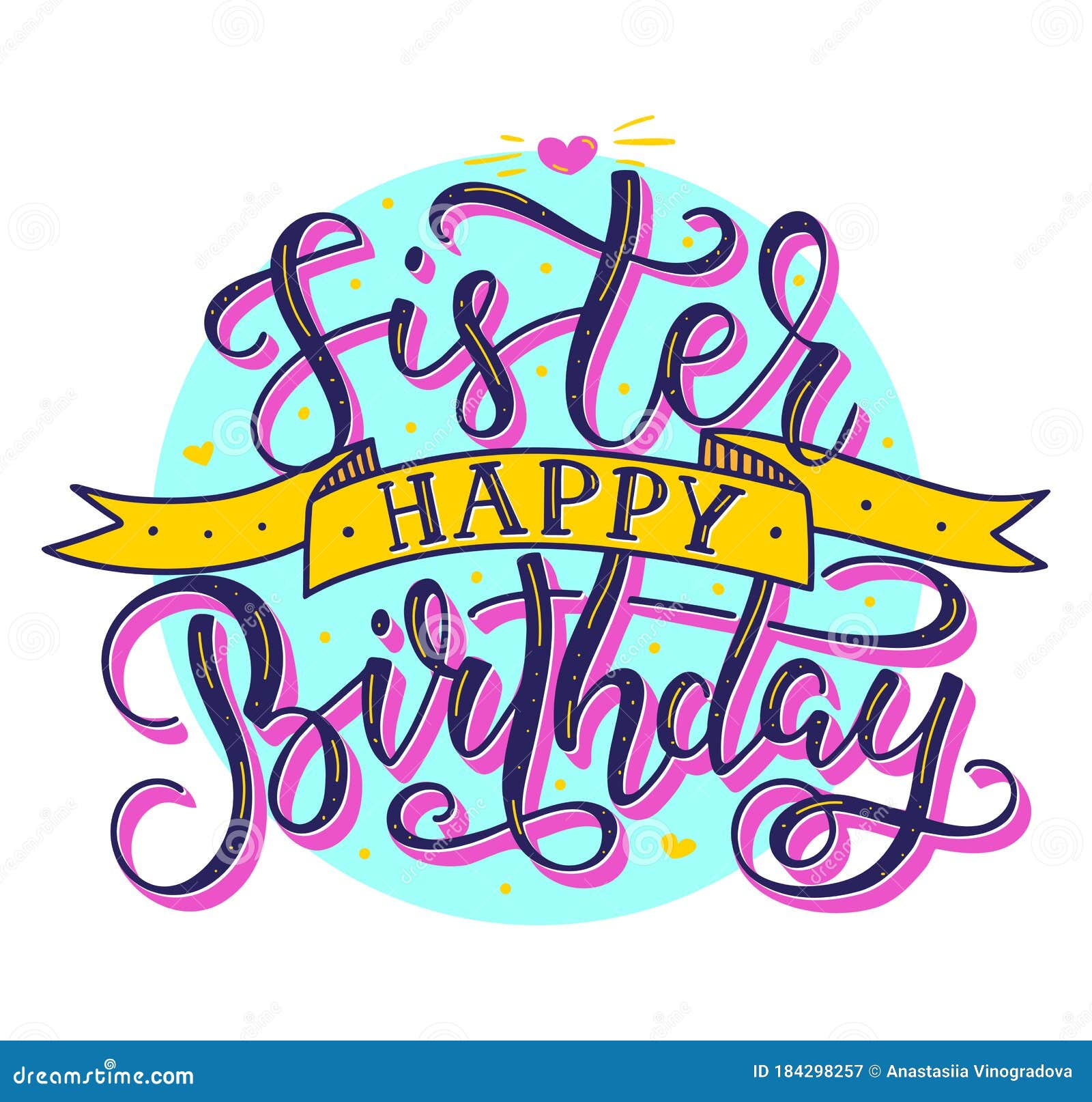 Download Sister Happy Birthday Colored Text With Ribbon, Vector ...