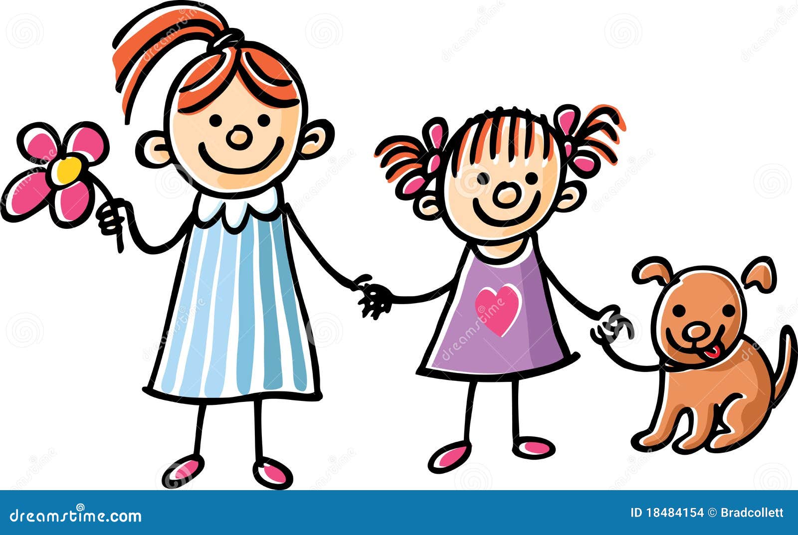 Sisters stock vector. Illustration of drawing, cute, smiling - 18484154