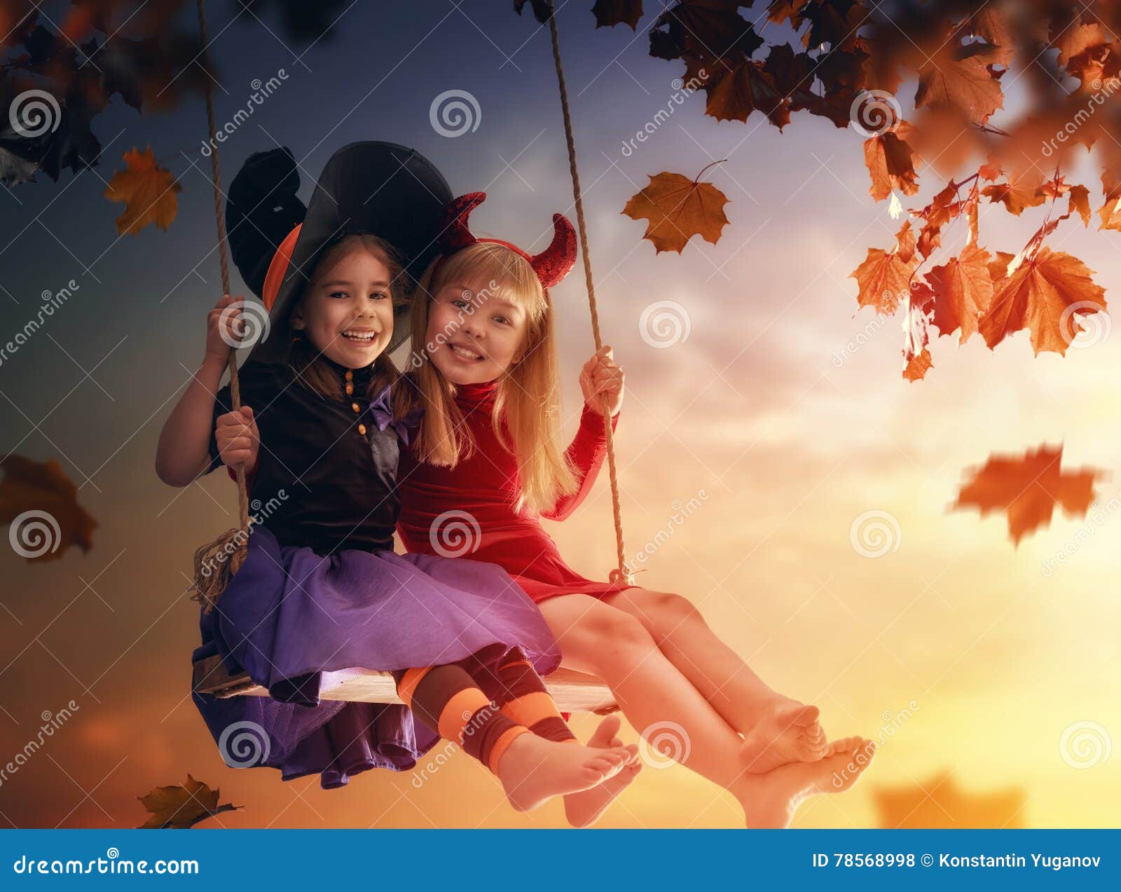 Sisters on Halloween stock photo. Image of autumn, friend - 78568998