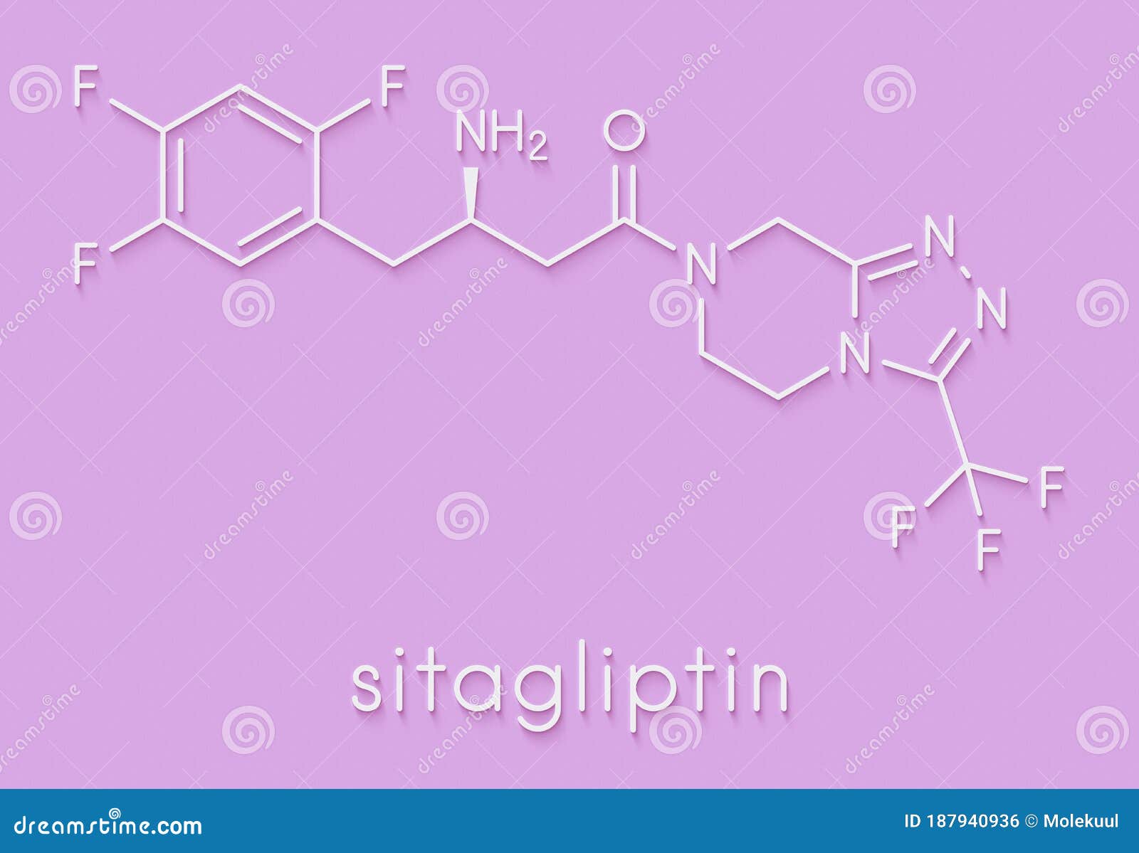 sitagliptin diabetes drug molecule. skeletal formula.