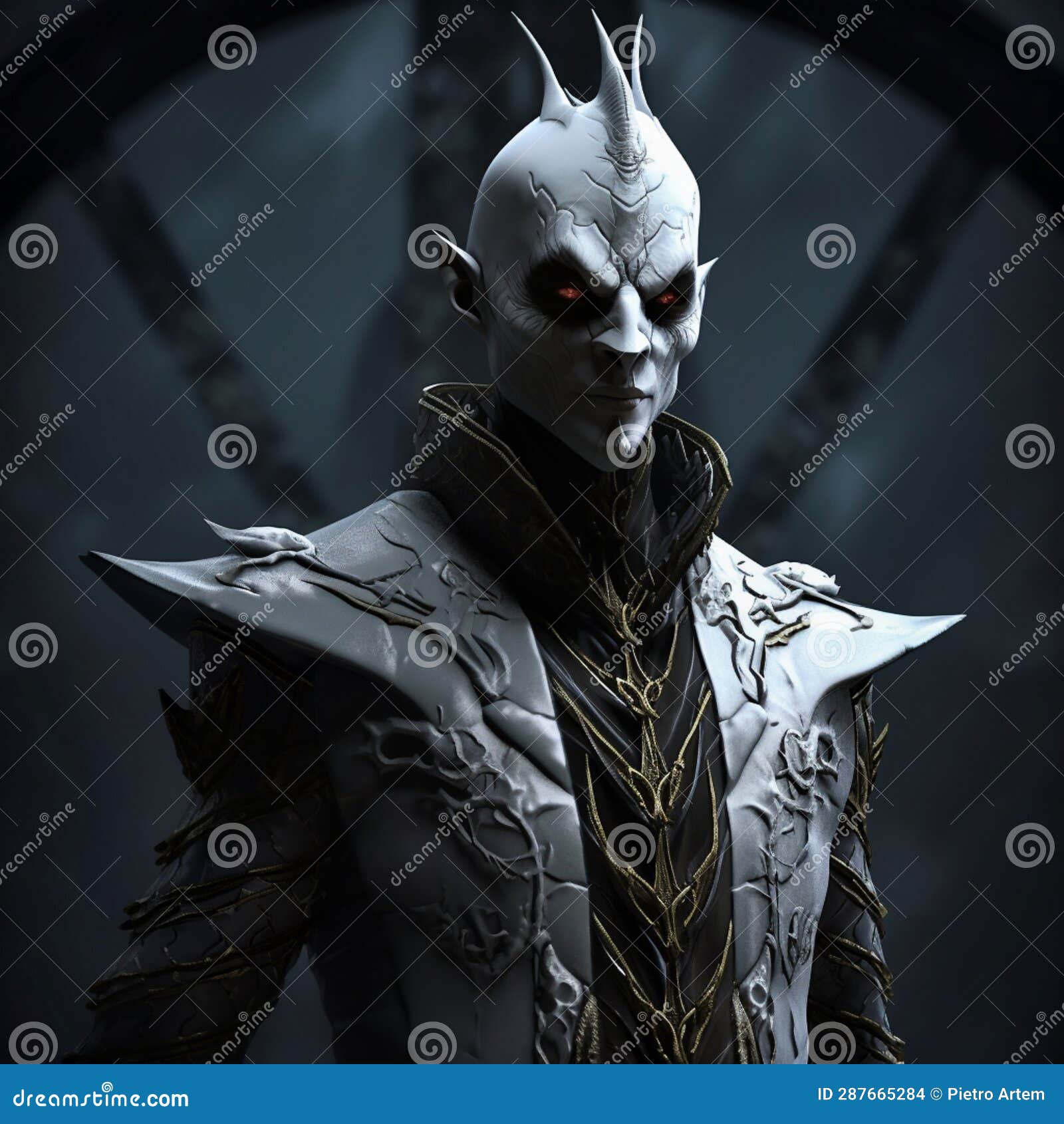 Sitch Turn into Villain Character Ghost Darkling. Generative AI Stock