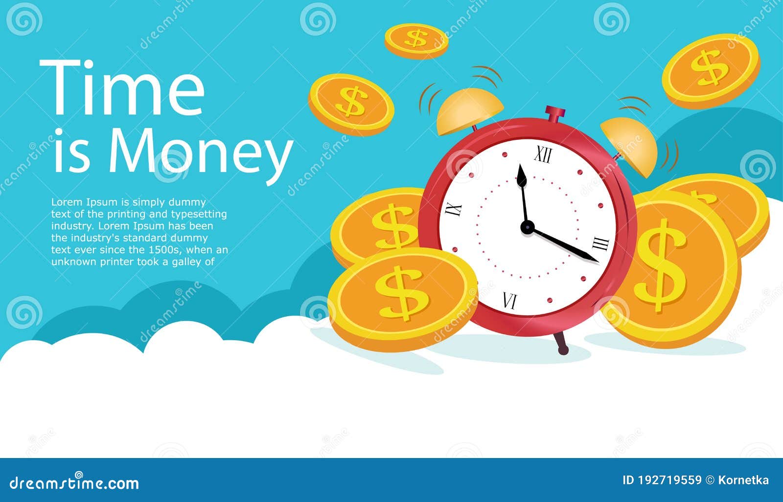 Site Time Is Money On Clouds Landing Page Business And Finance Management Stock Vector Illustration Of Benefit Deposit 192719559