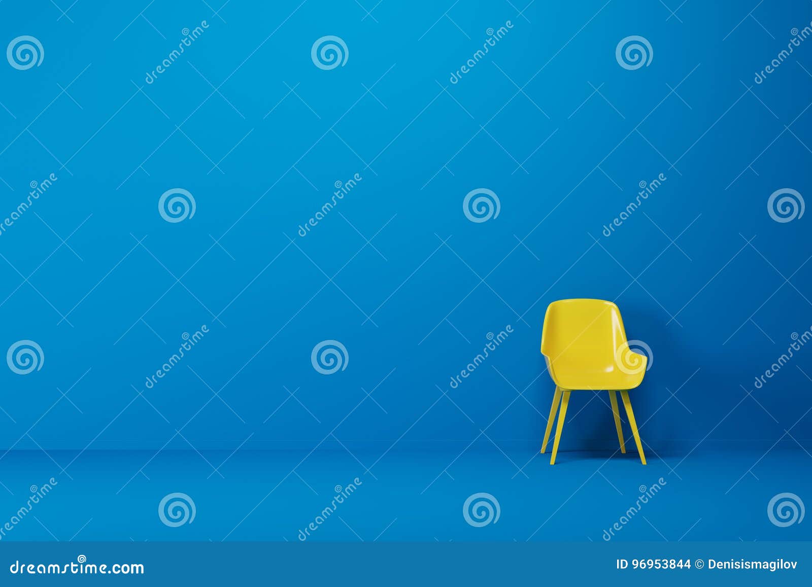 Sitio Vacío Azul, Silla Amarilla Stock de ilustración Ilustración de