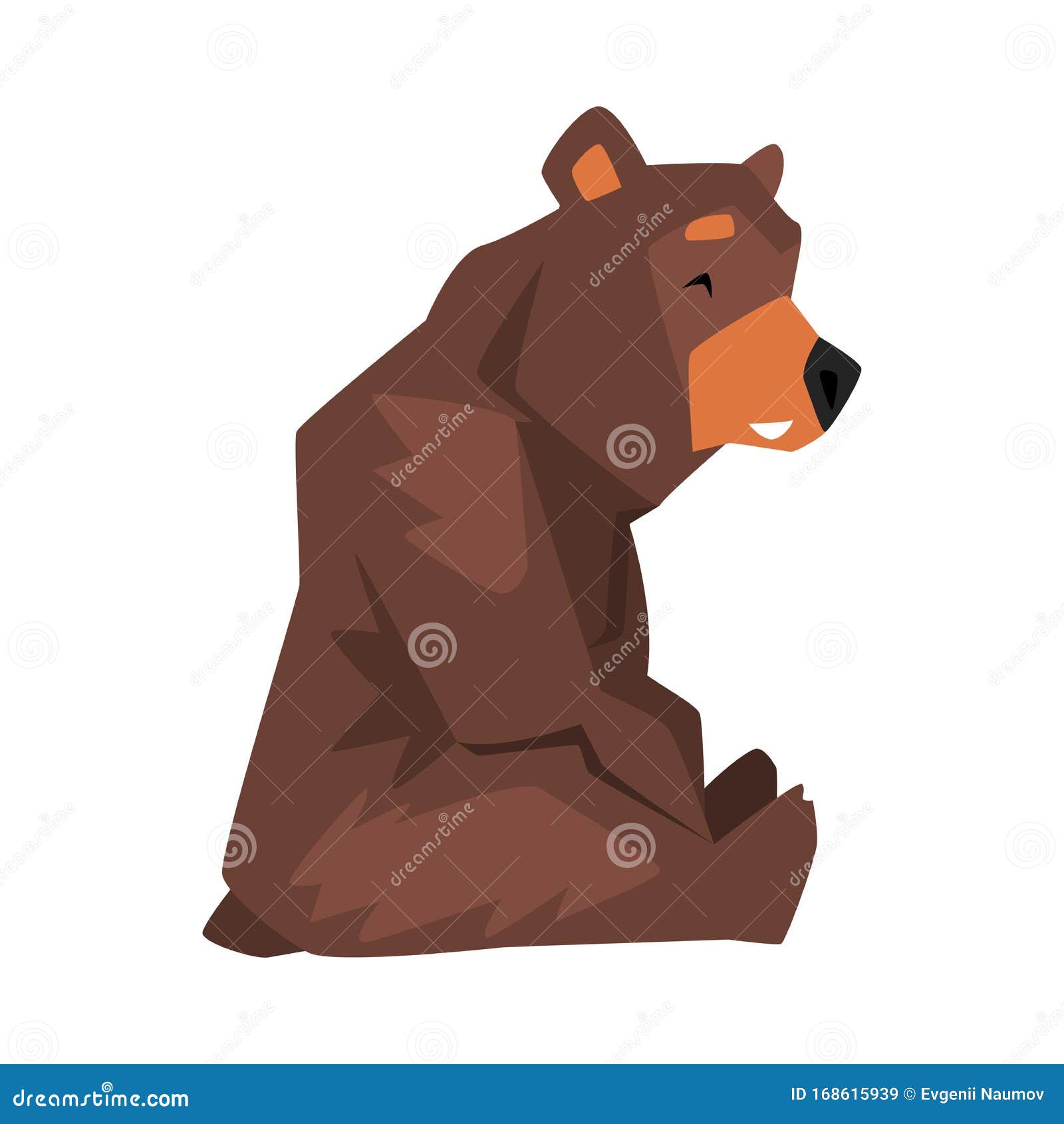 Sitting Brown Grizzly Bear, Wild Animal Character, Side View Cartoon Vector  Illustration Stock Vector - Illustration of beast, cartoon: 168615939