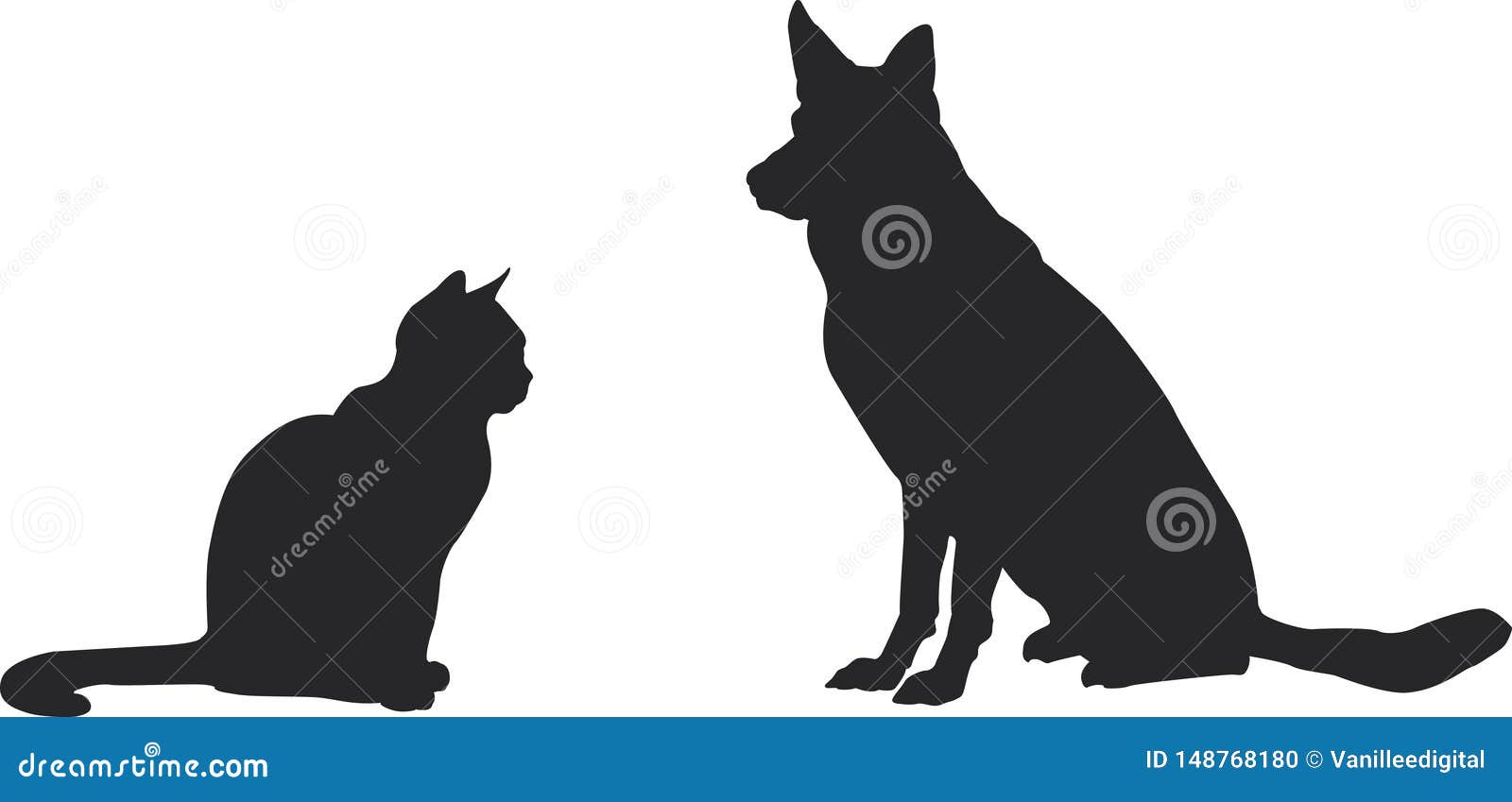 Download Sitting Cat And Dog Silhouette Vector Illustration Stock ...