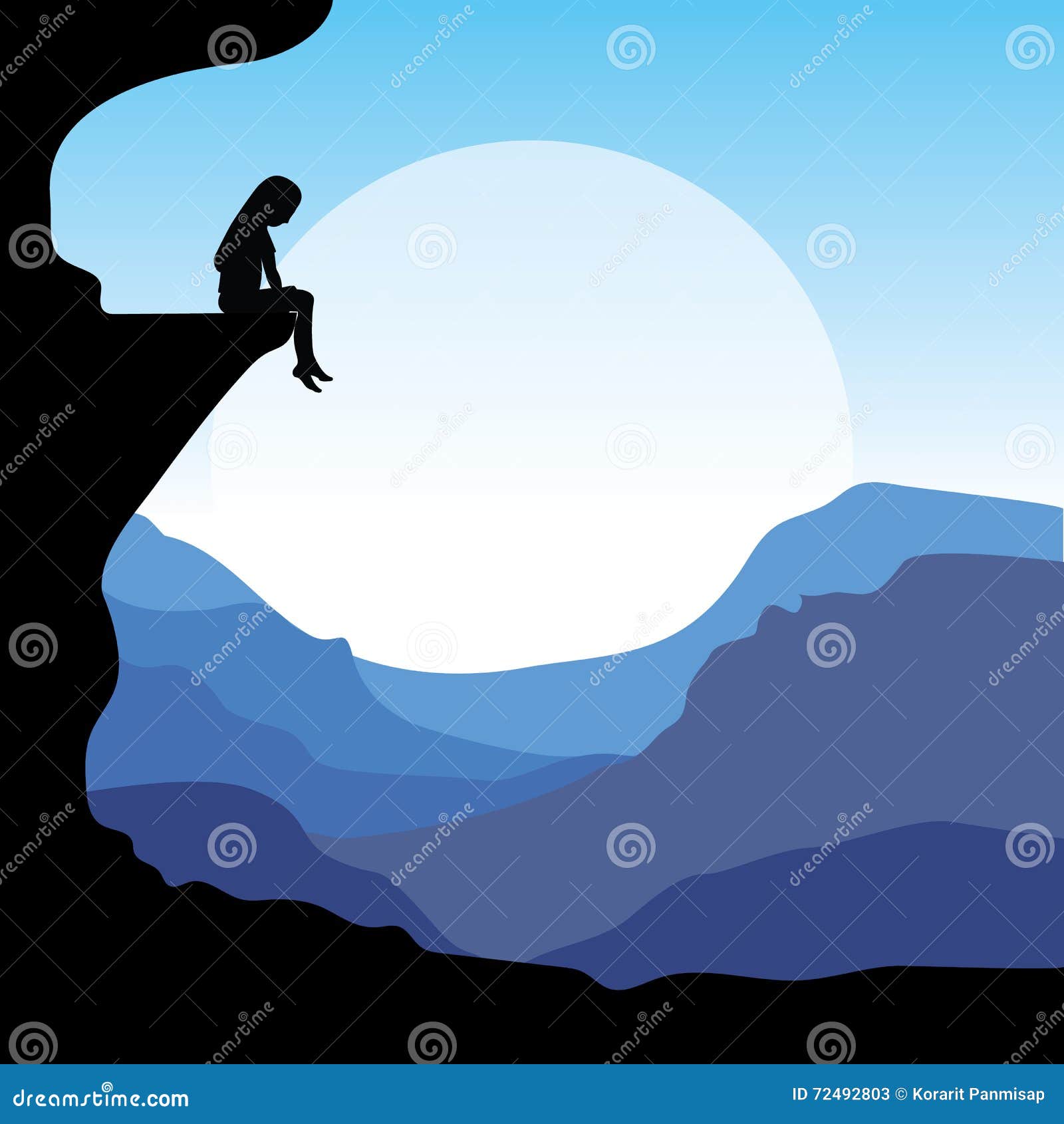 Sitting on a Cliff, Vector Illustrations Stock Vector - Illustration of