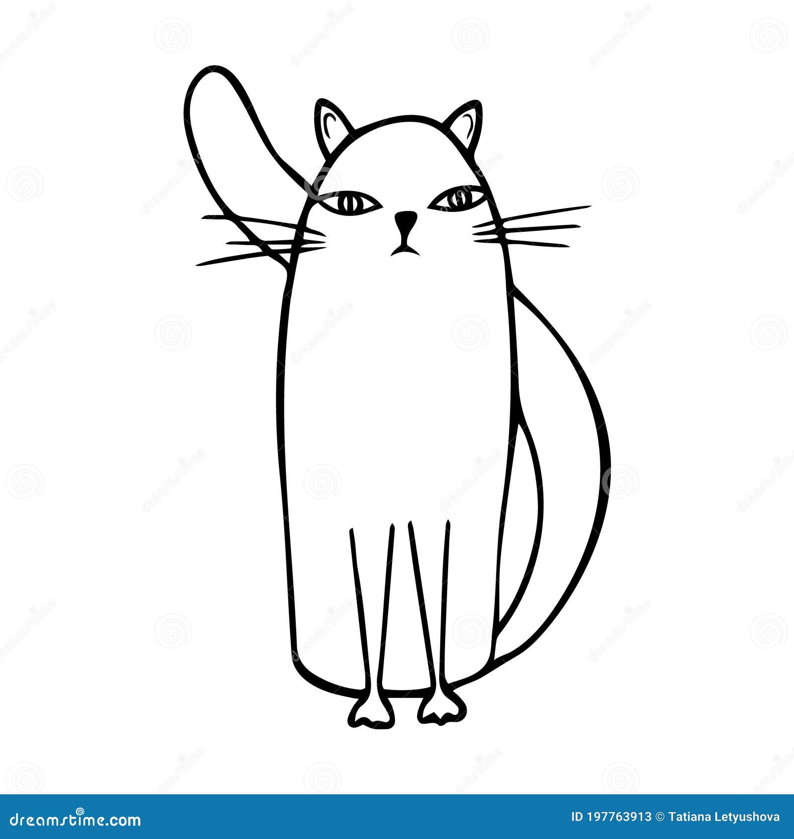 Sitting Cute Cat in Funny Cartoon Style. Cute Pets Stock Vector ...