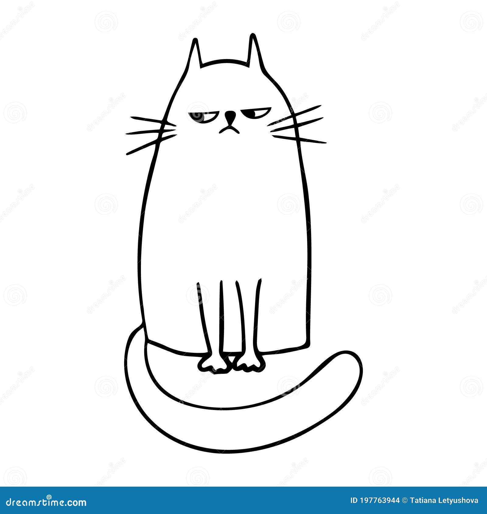 Sitting Cute Cat in Funny Cartoon Style. Cute Pets Stock Vector ...