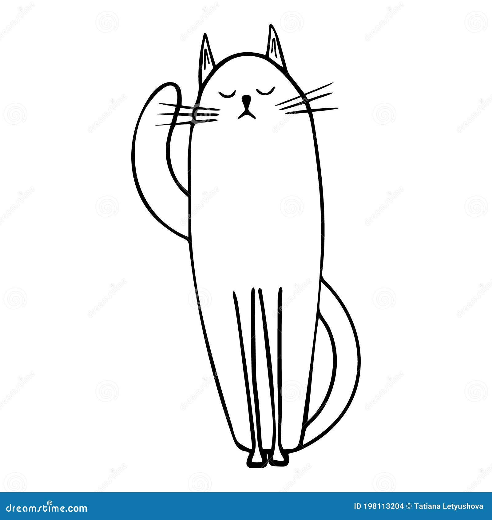 Sitting Cute Cat in Funny Cartoon Style. Cute Pets Stock Vector ...