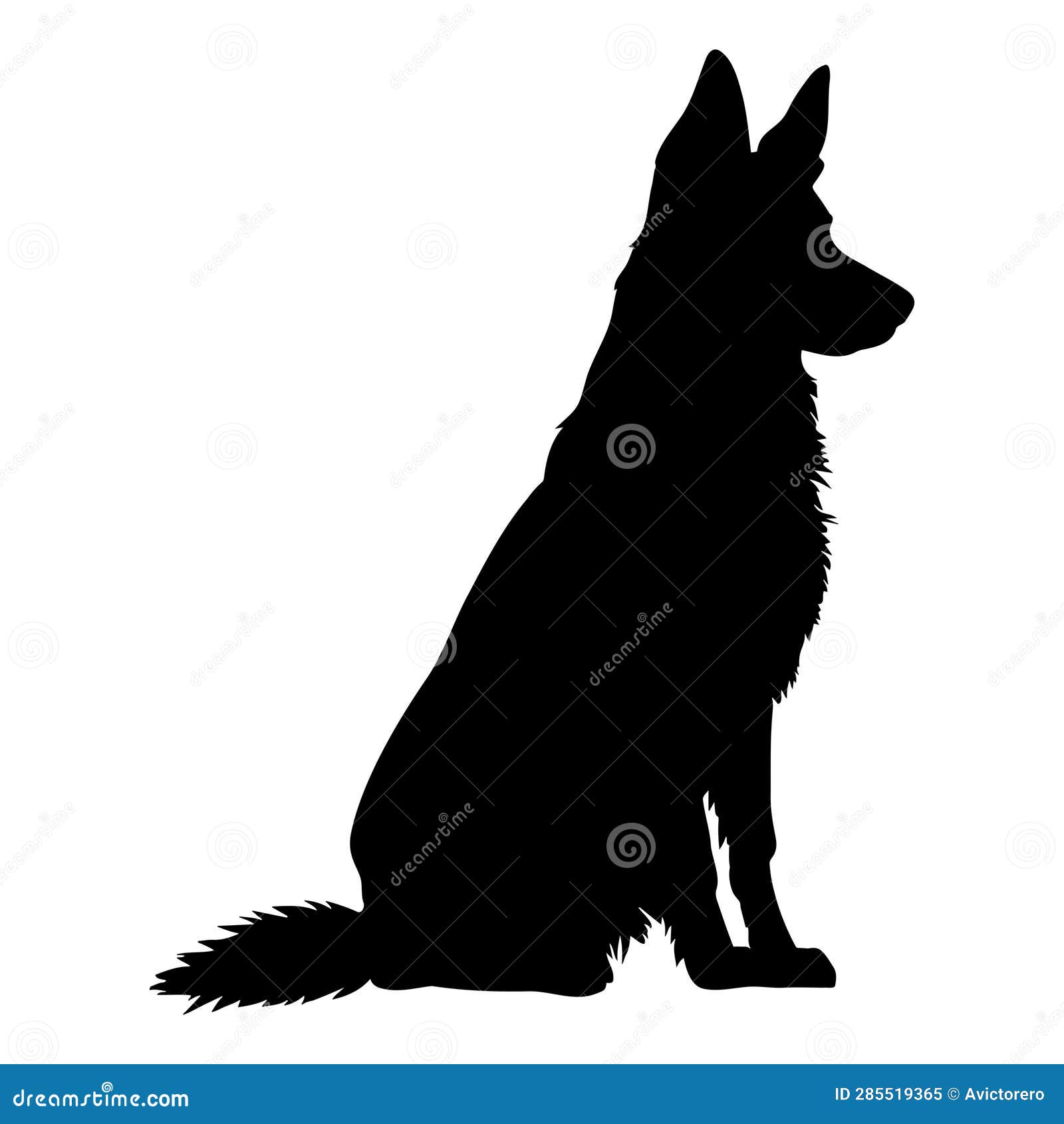 Sitting German Shepherd Dog Silhouette Stock Vector - Illustration of ...