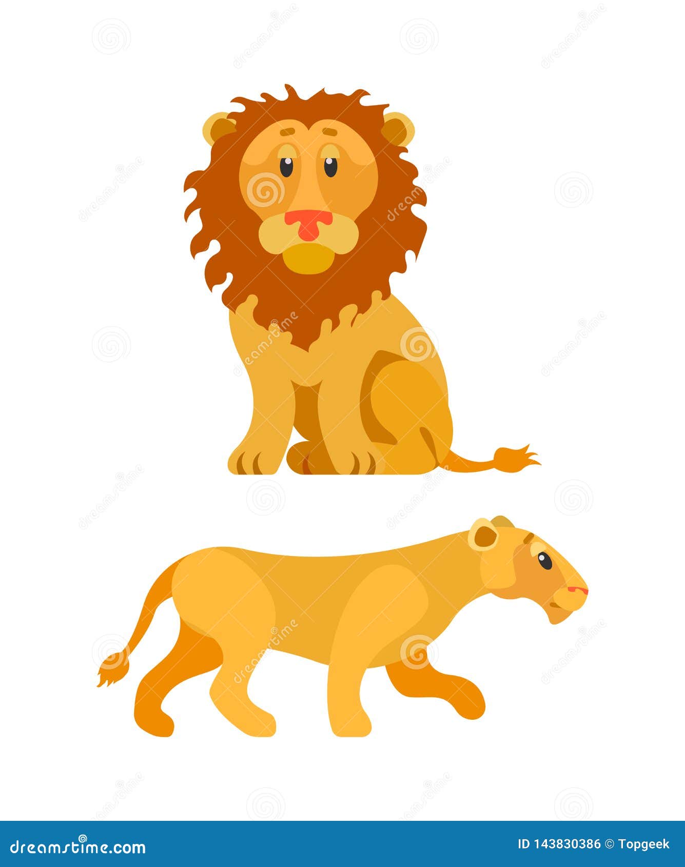 Lion and Lioness, Wildlife Animal, Leo Vector Stock Vector - Illustration  of carnivore, animal: 143830386