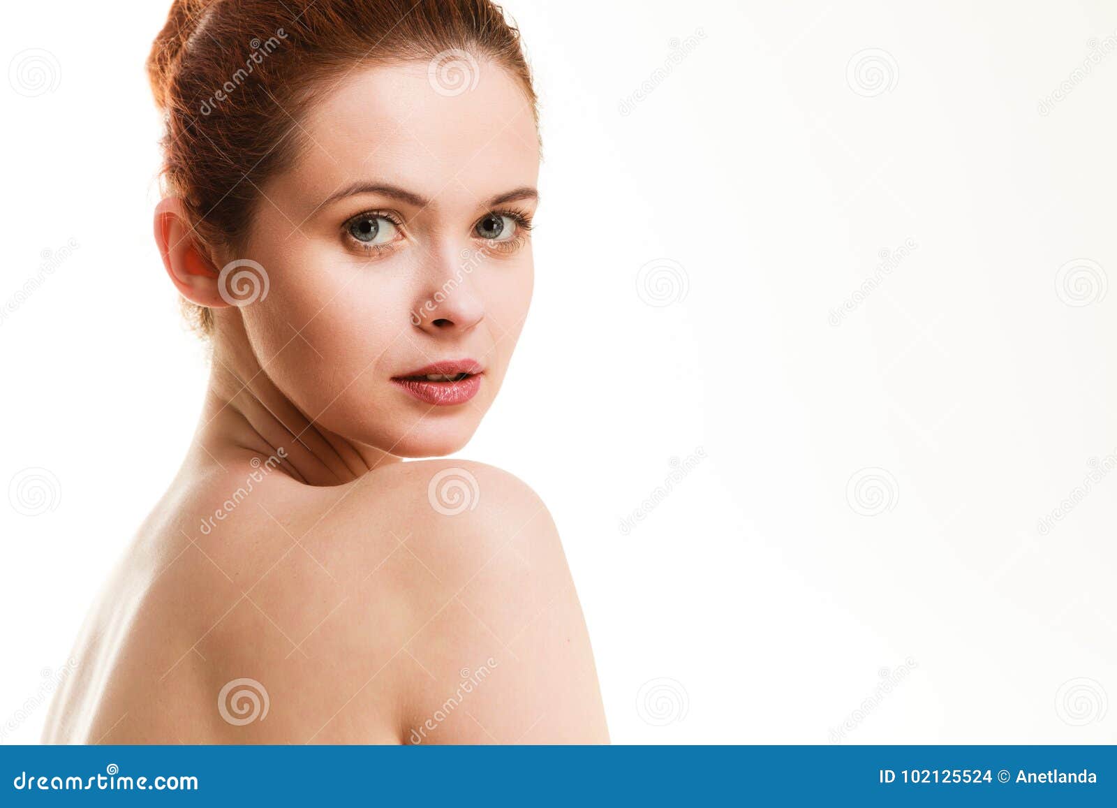 Naked Girl Covered With Records Horizontal View Stock 