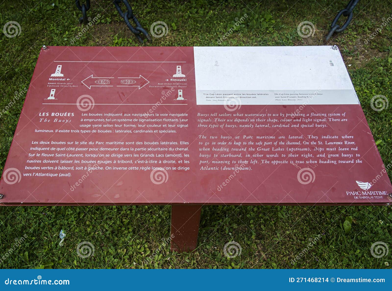 buoys sign at the maritime park of saint-laurent, ile d' orleans