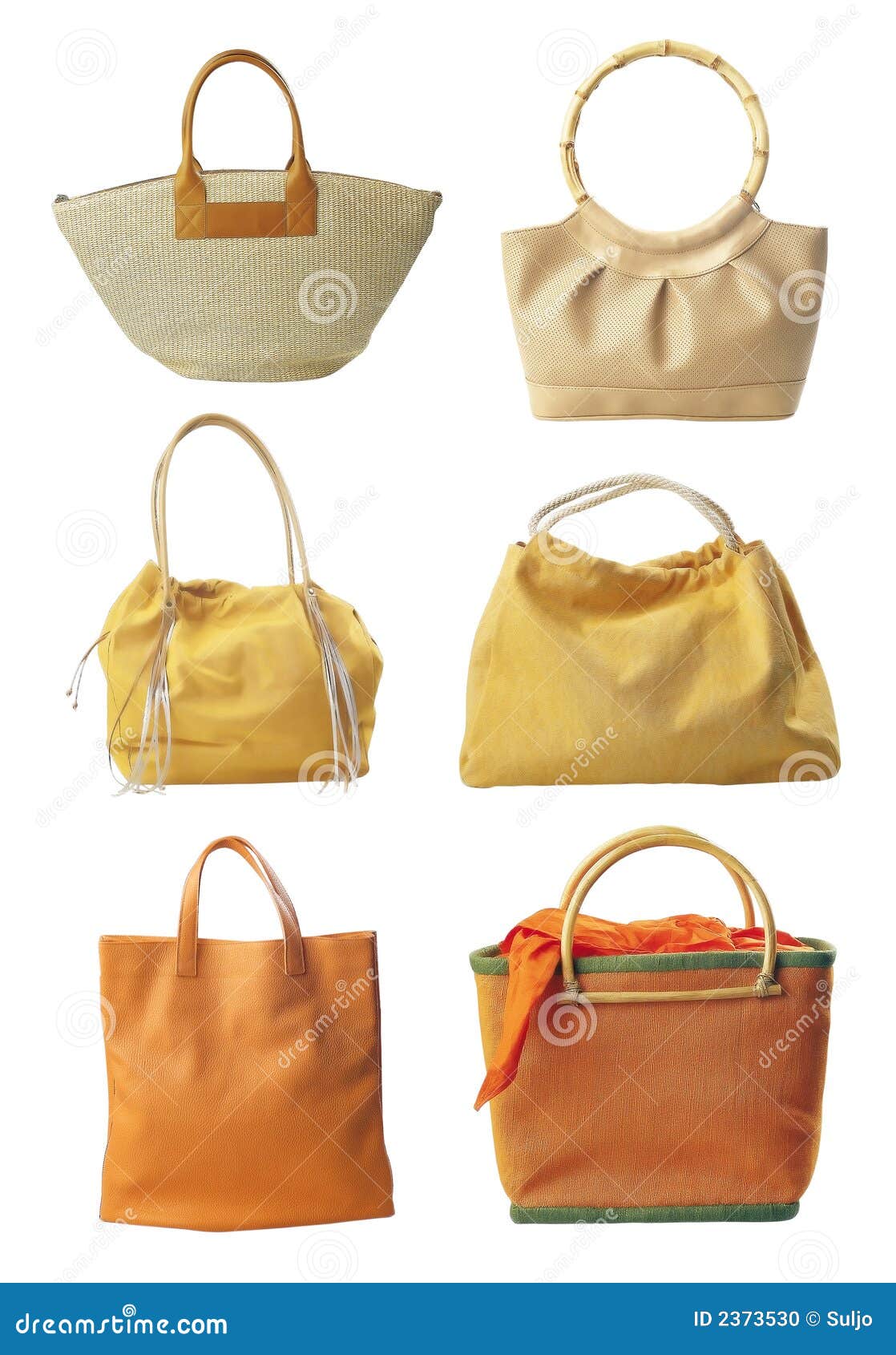 Six bags stock photo. Image of object, feminine, orange 2373530