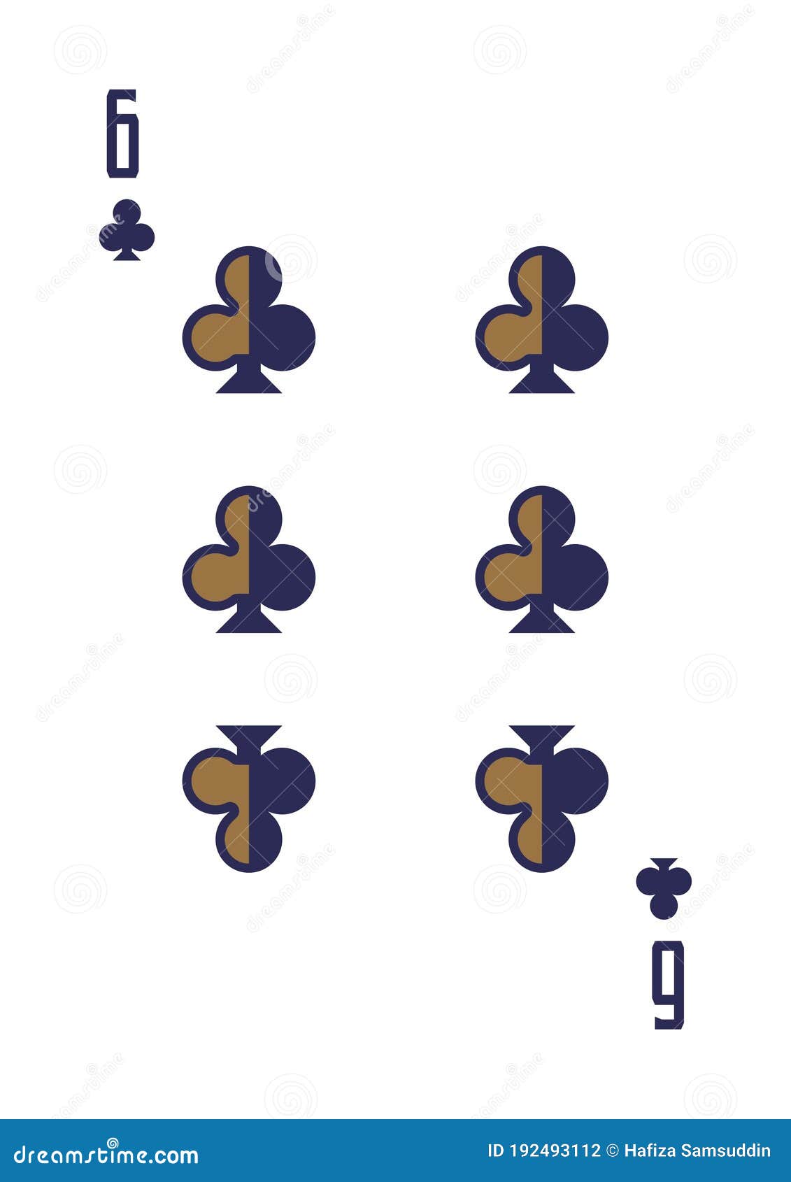 Six of Clubs. Vector Illustration Decorative Design Stock Vector