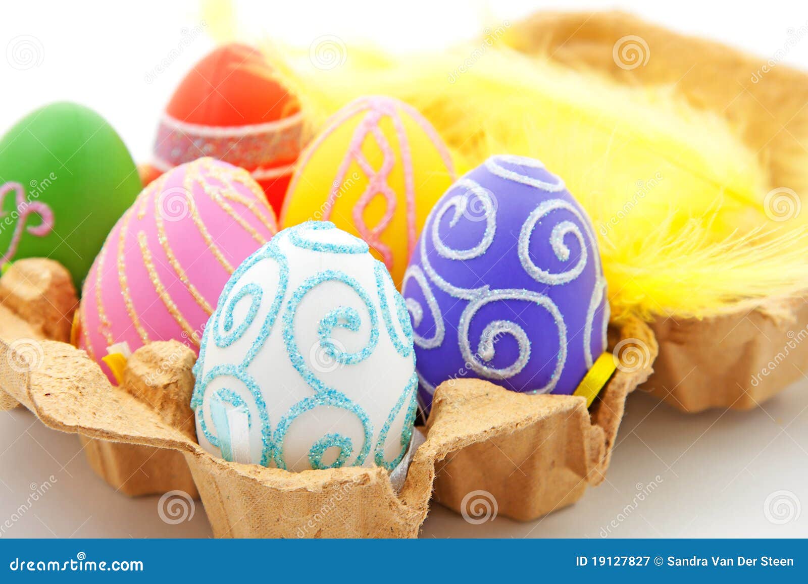 Six Colorful Easter Eggs In Box Stock Image Image of isolated
