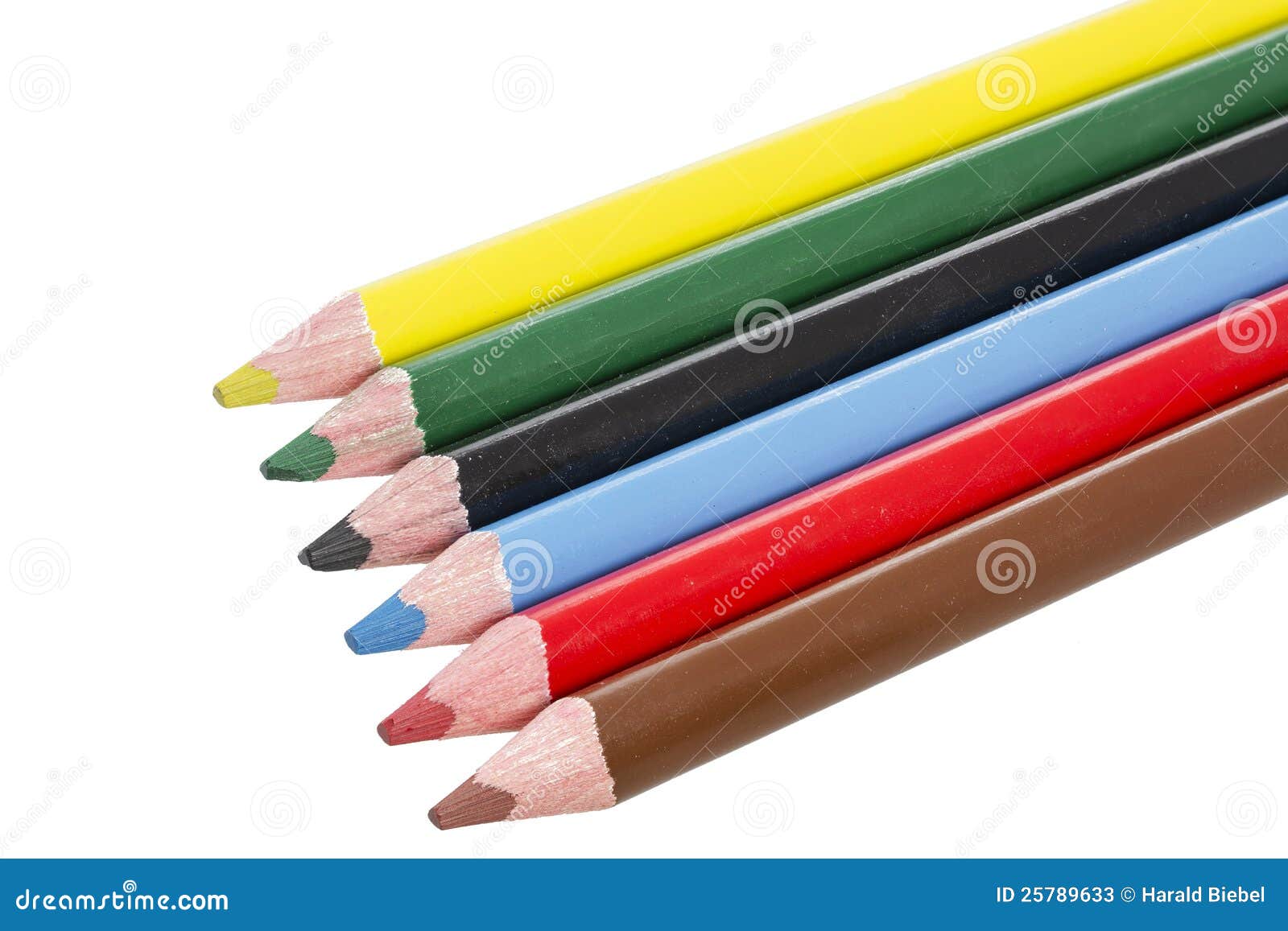 Six Colour Pencils on White Stock Image - Image of color, graphic: 25789633