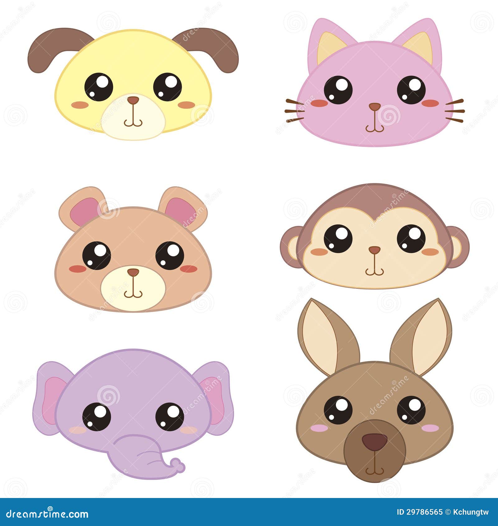 Six Cute Cartoon Animal Head Stock Vector - Illustration of elephant, object: 29786565 Six Cute Cartoon Animal Head Stock Vector - Illustration of elephant, object: 29786565