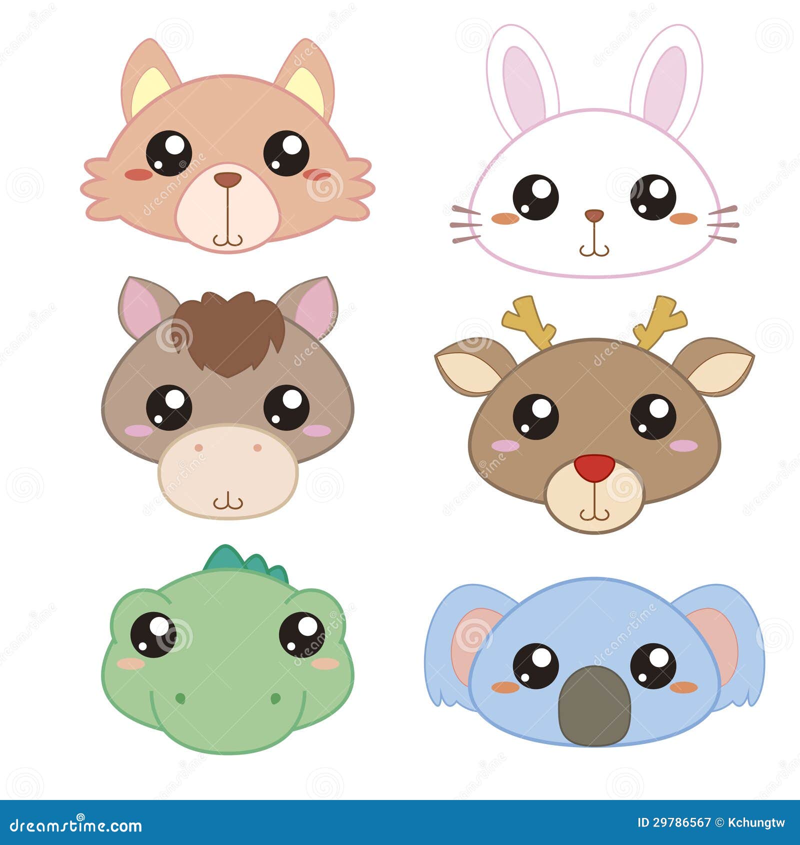 Six Cute Cartoon Animal Head Stock Vector - Illustration of expression, adorable: 29786567 Six Cute Cartoon Animal Head Stock Vector - Illustration of expression, adorable: 29786567