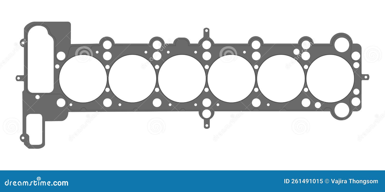 Six Cylinders Engine Gasket, Vector Illustration Stock Vector