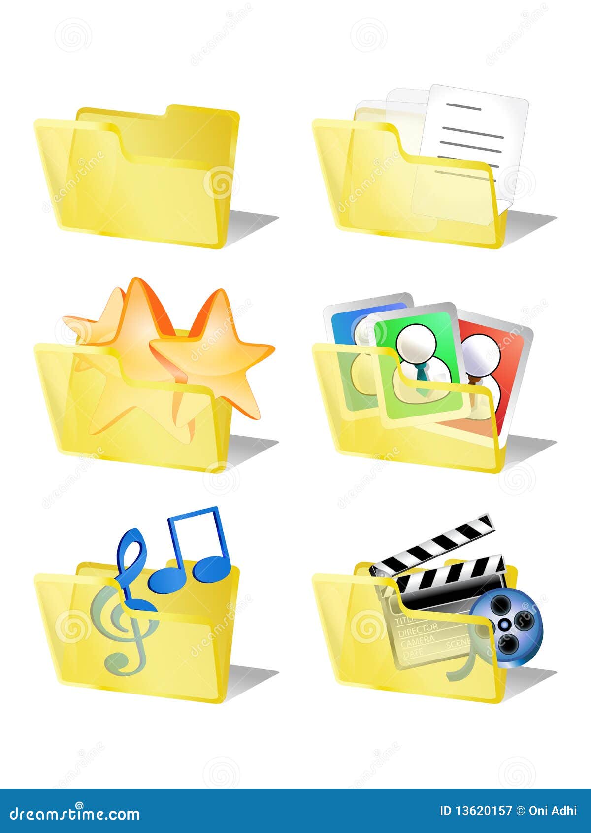 Six Folder Data Internet Icons Stock Illustration - Illustration of ...