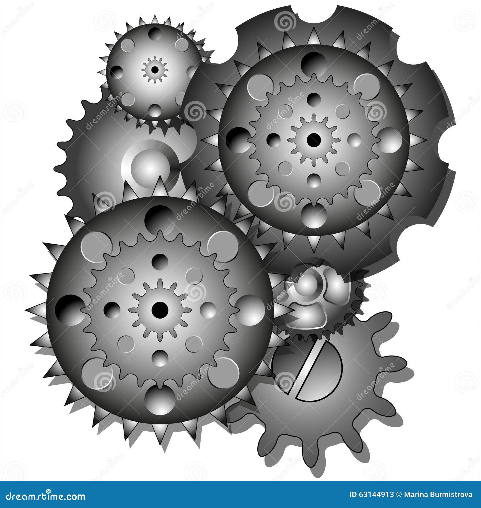 Six gears in motion stock vector. Illustration of movement - 63144913