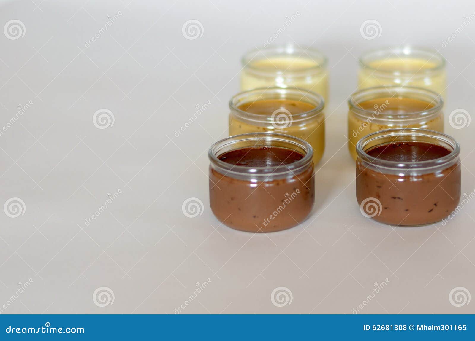 Six glasses of pudding stock photo. Image of stack, food 62681308